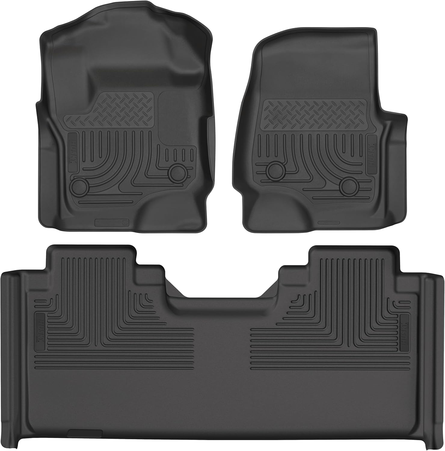Husky Liners Weatherbeater Floor Mats | Fits 2017-2026 Ford F-250; F-350; F-450 Super Duty, SUPERCAB ONLY (Models W/Vinyl Flooring ONLY) | Front & 2nd Row, 3-pc Black - 93651