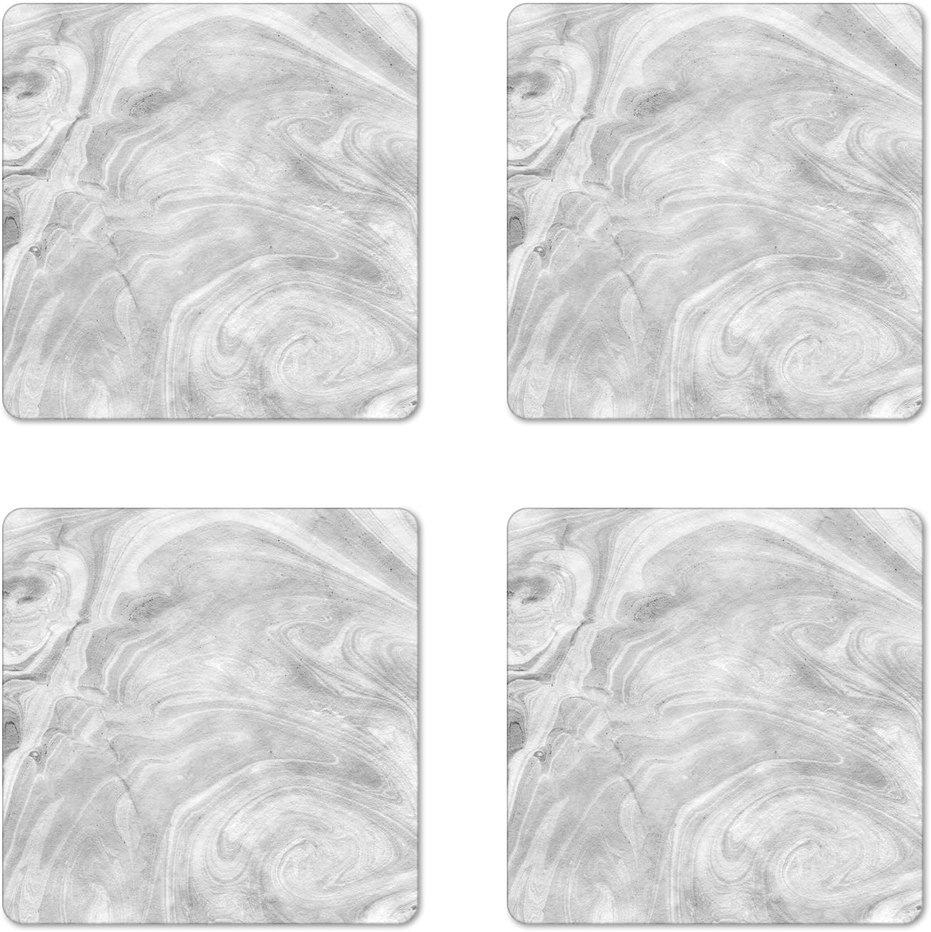 Ambesonne Marble Coaster Set of 4, Traditional