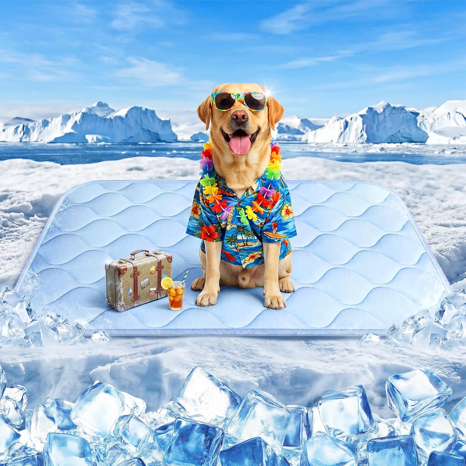 Dog Cooling Mat for Large Dogs, Long-Lasting Cool Pad for Dogs Outdoor & Indoor Use with Ice Silk Fabric & Waterproof Cover, Summer Cooling Pet Bed 36" x 26", Non-Slip Washable Pet Blanket