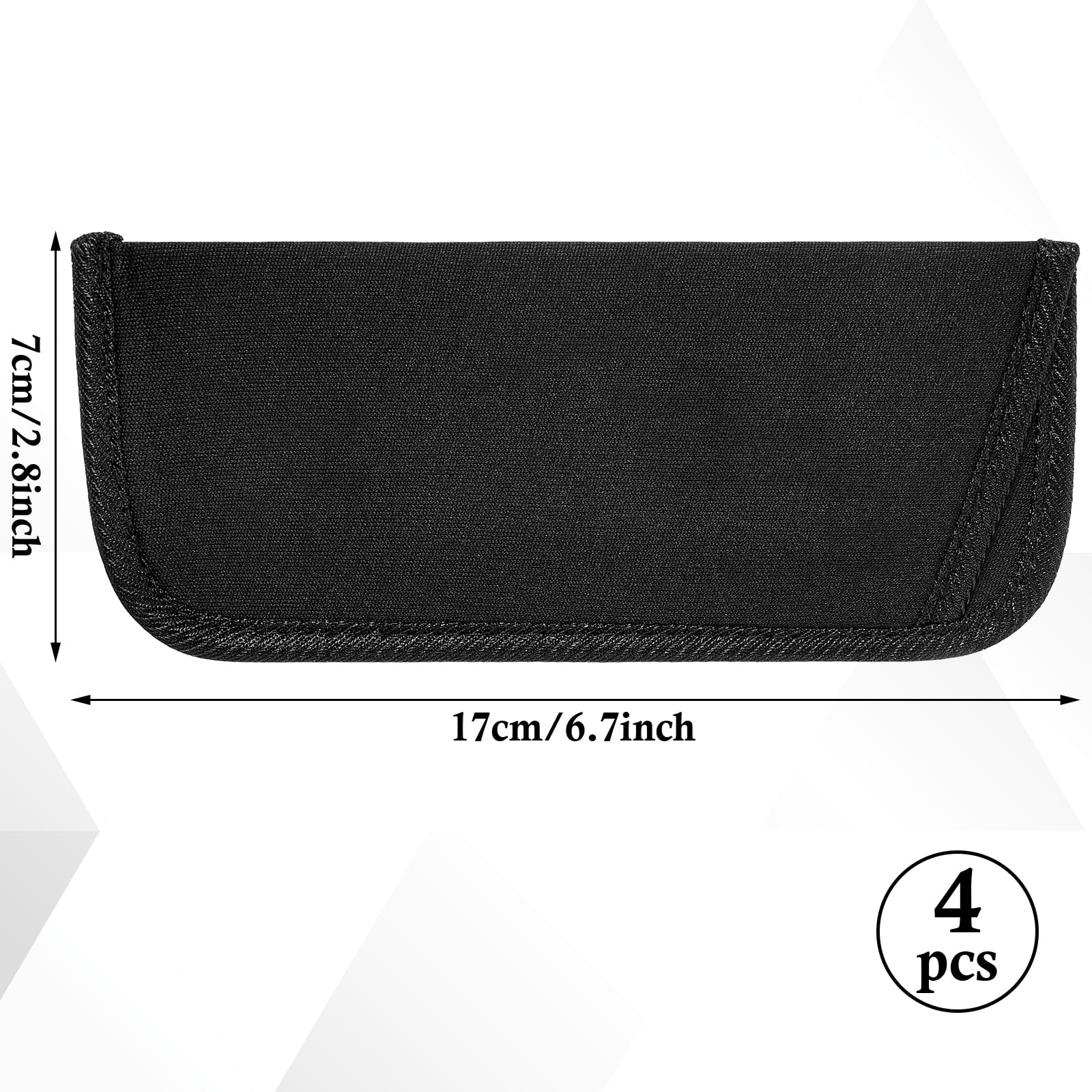 Grevosea 4 Pack Slip in Eyeglasses Cases, Soft Protective Glasses Case Black Storage Glasses Sleeve Eyeglass Pouch Holder for Women Men Glass Sunglass Reading Glass