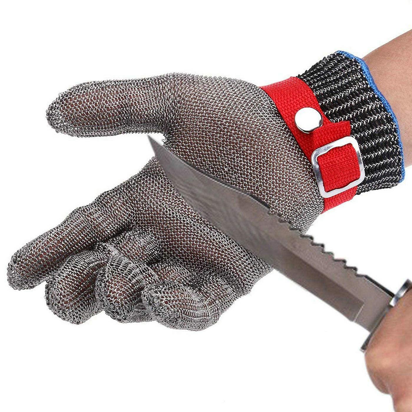 Gants anti-coupures, Gants de travail Gant de boucher en fil d'acier inoxydable Protection de niveau 5 haute performance (1 paire) Gants en fil de boucher en maille métallique,XXL