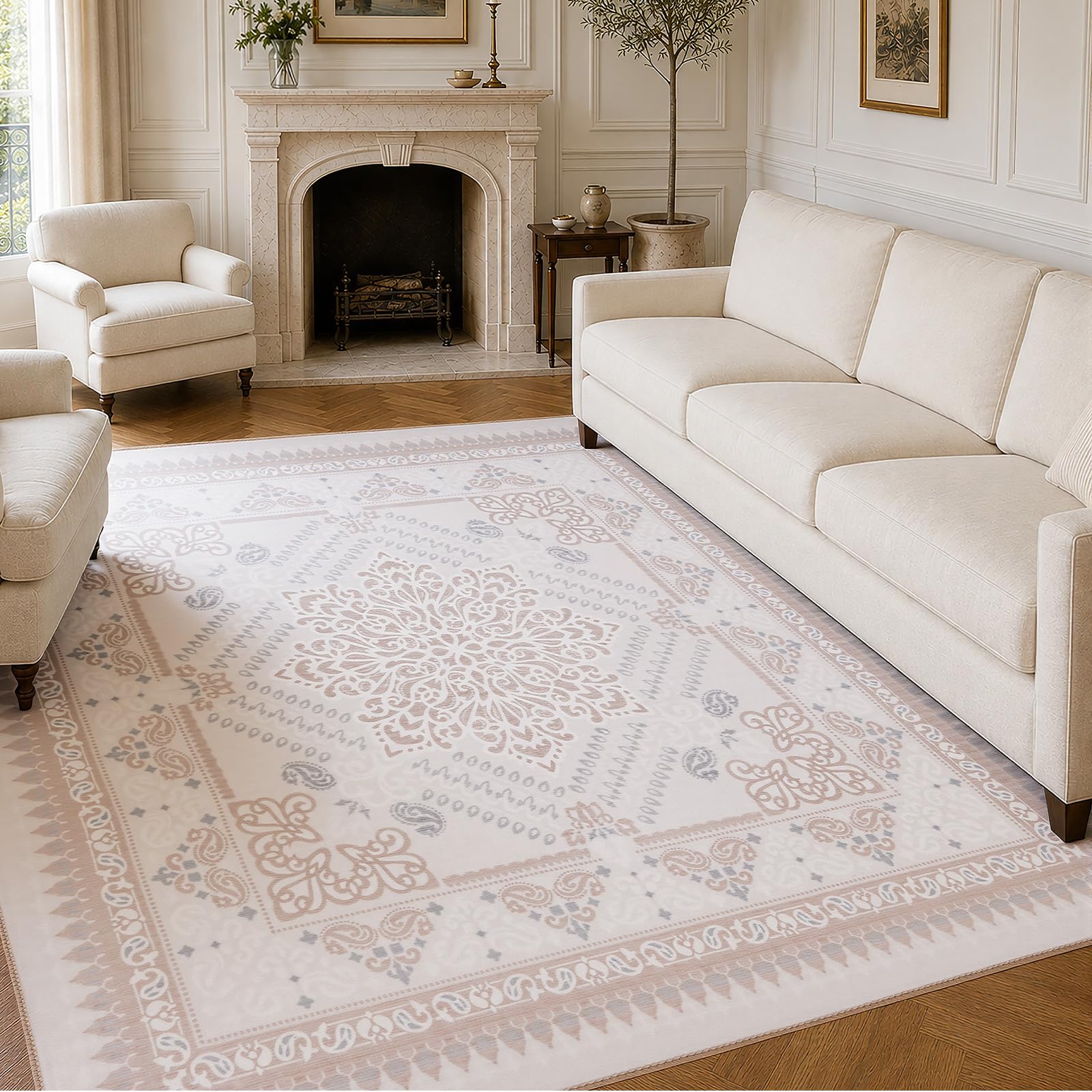 BRO Washable Living Room Rug,Large Carpet Non Slip Area Rug 200x300cm,Brown — image 1
