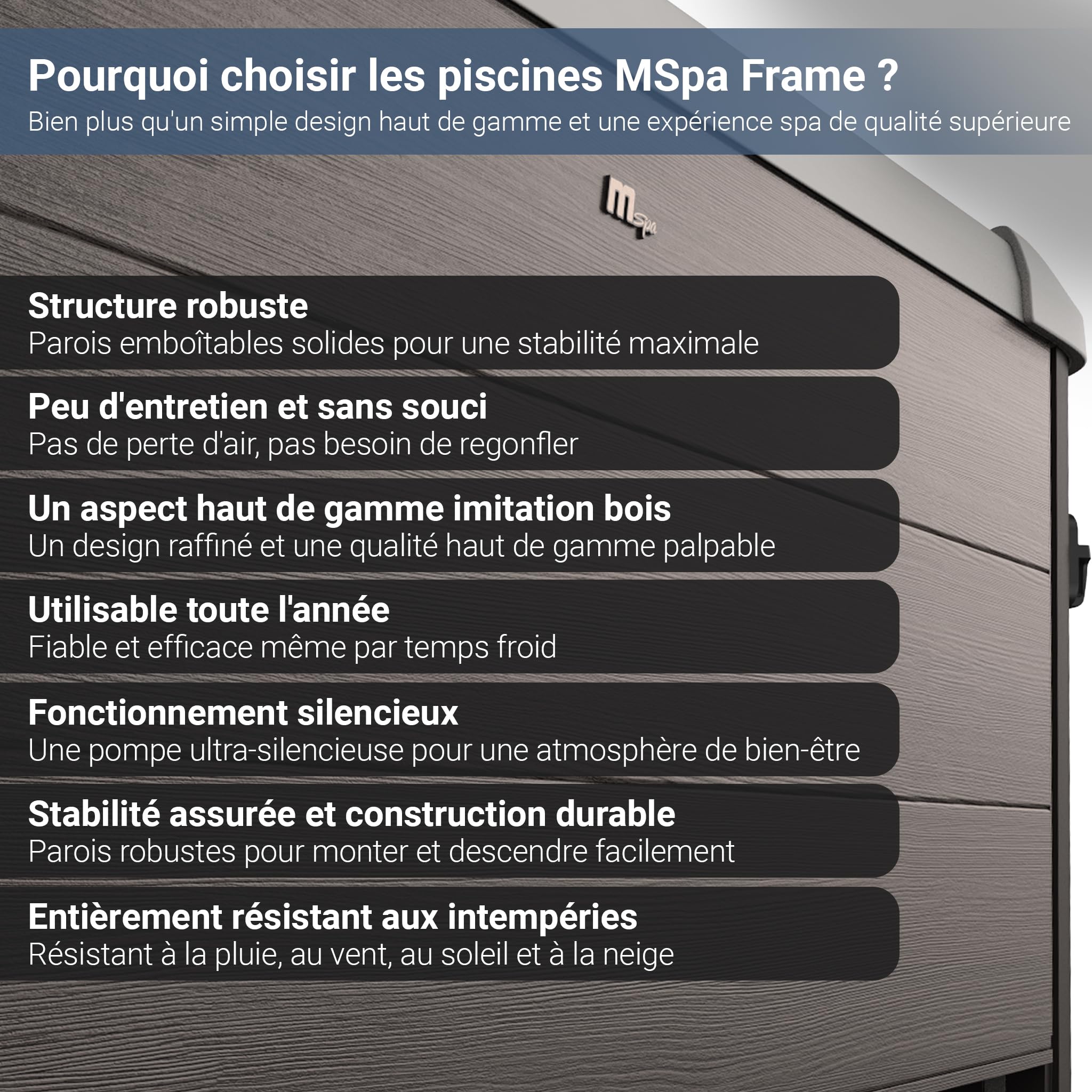 Miweba MSpa Spa extérieur Tribeca paroi Rigide - Contrôle Via Application - Spa 6 Personnes 160x160x65 cm - 120 Buses de Massage - Utilisation Toute l’année Hiver résistant