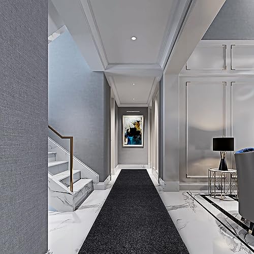 Miniatura 8 de Alfombras de pasillo de 3 x 70 pies con respaldo de goma, alfombras de pasillo para interiores y exteriores, color negro, se puede utilizar como