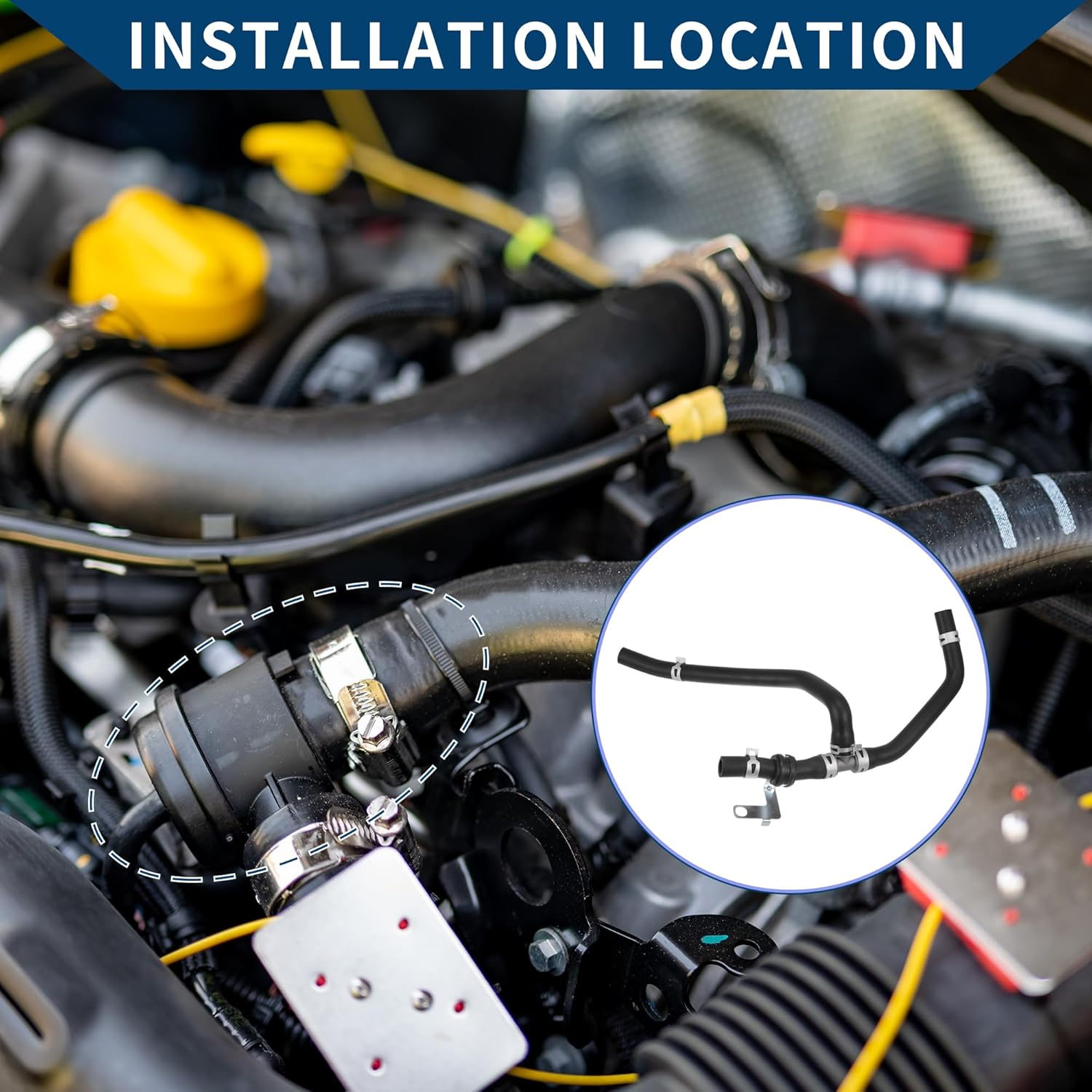 No.4596755AE/55038120AA HVAC Heater Hose Assembly for Dodge Magnum 2005-2008 2.7L 3.5 / Inner Heater Water Return Hose/Durable Metal / 1 Pcs Black