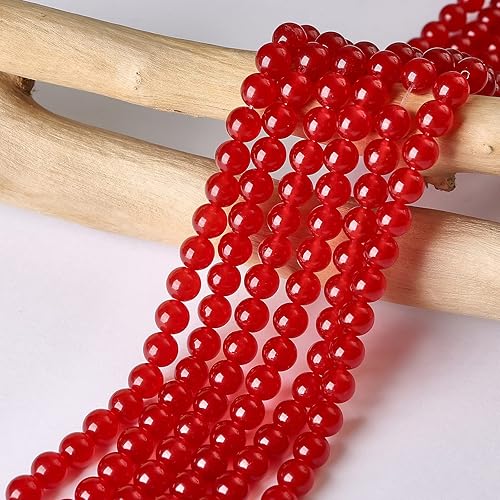 Miniatura 3 de Hixhro 120 cuentas de piedras preciosas de cornalina roja de 0.315 pulgadas (0.315 in) para la fabricación de joyas con cordón elástico de cristal