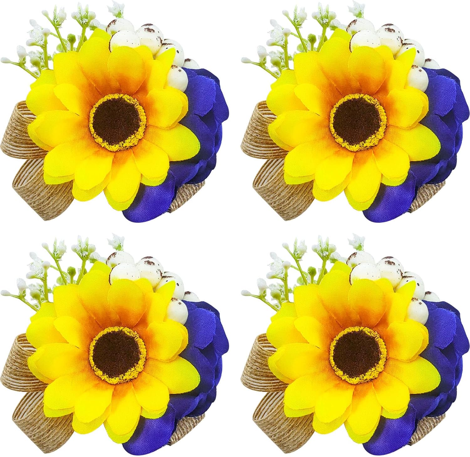 Ciandid Sunflower Bouquets for Bride - Yellow Sunflower & Blue Hydrangea Artificial Flowers Tossing Bouquet - Bridal Bouquet for Outdoor Rustic Wedding Ceremony Anniversary