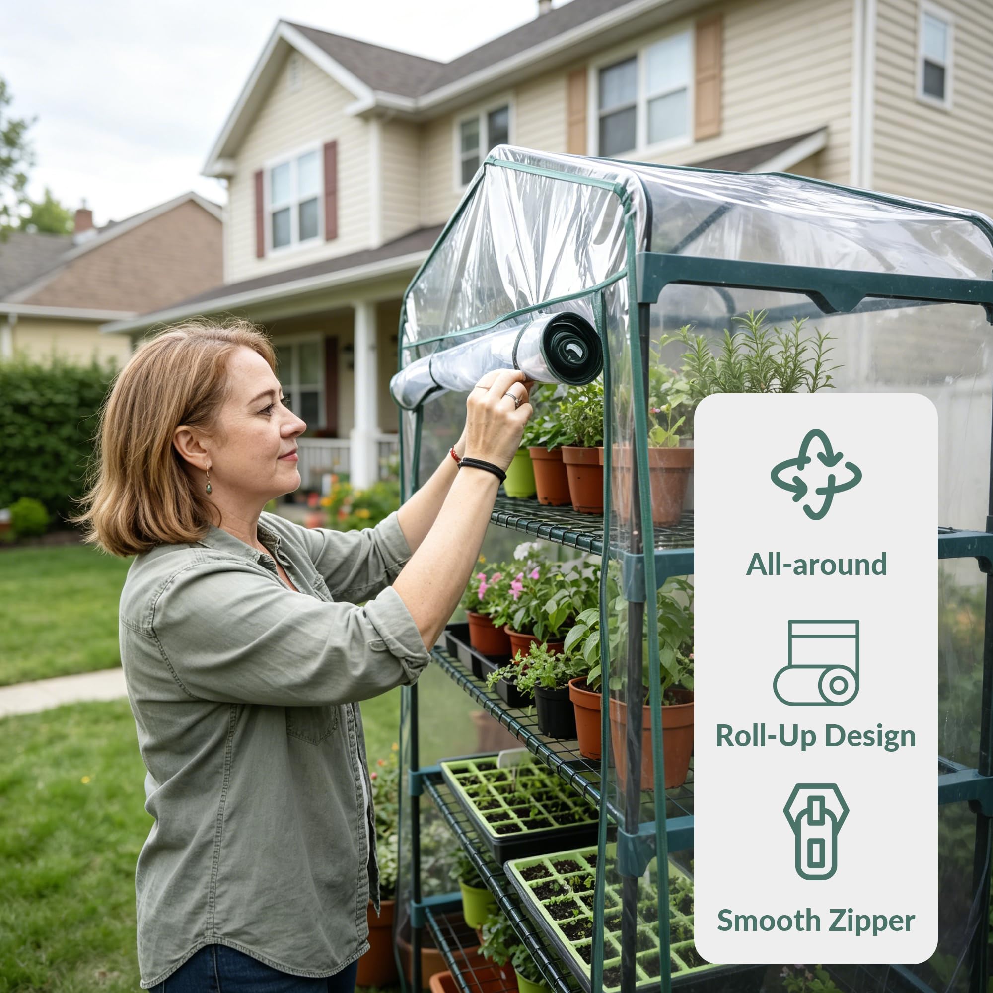 Mini Serre de Jardin 4 Niveaux 102x160x49 cm Couverture PVC Transparente Épaisse,Étagères Démontables,Serre Potager pour Légumes,Semis Serre Tomates de Jardin Exterieur Anti Insectes