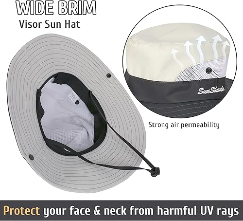 Miniatura 4 de Sombrero de sol para mujer con agujero para cola de caballo, sombrero de protección UV, plegable, malla ancha, sombrero de pesca para la playa para
