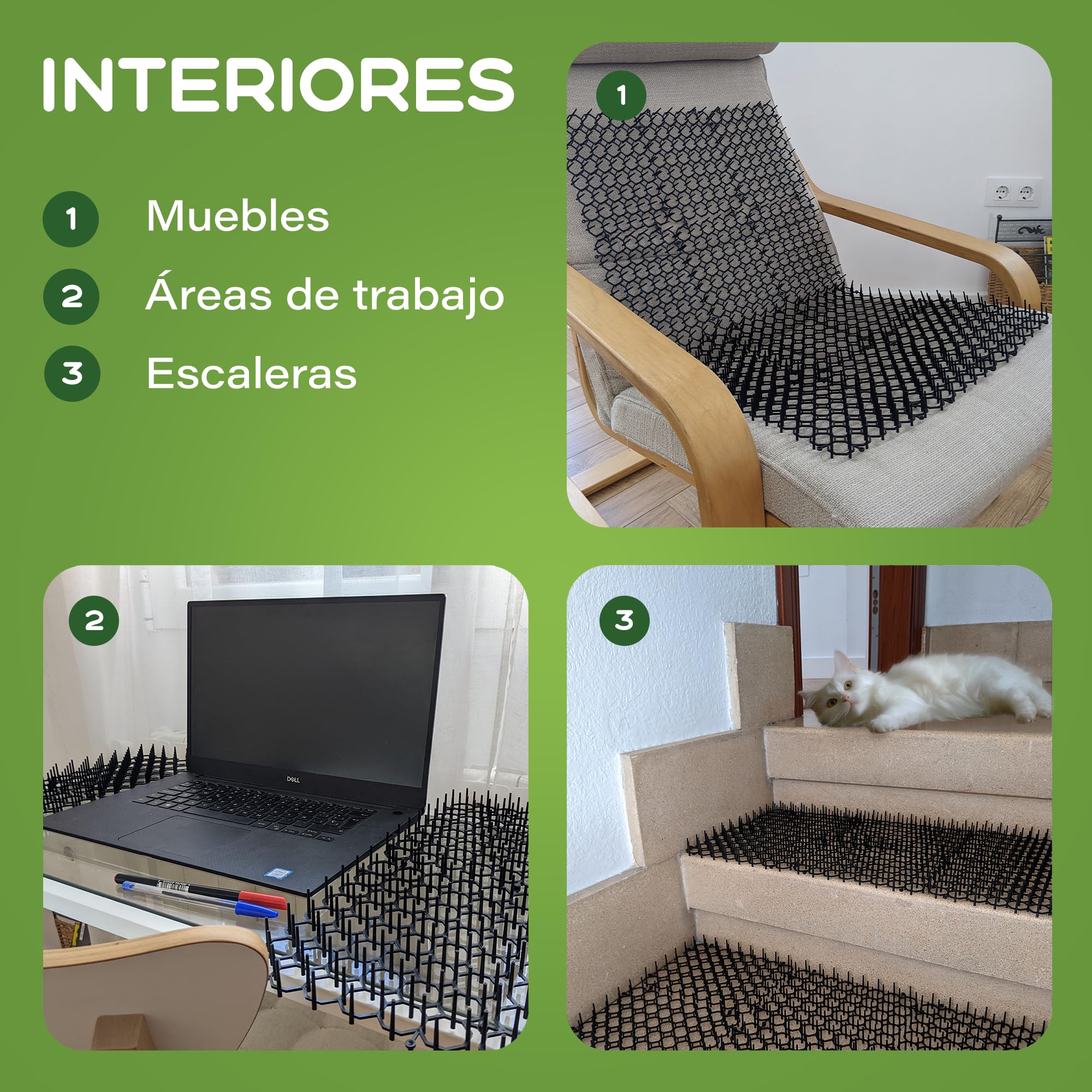 Pinchos Anti Gatos, 12 Alfombrillas 15x20cm + 12 Anclajes + 20 Bridas. Repelente para Gatos Jardin, para Interior y Exterior Mantiene Alejados a los Gatos (12 Alfombrillas 15x20 cm)