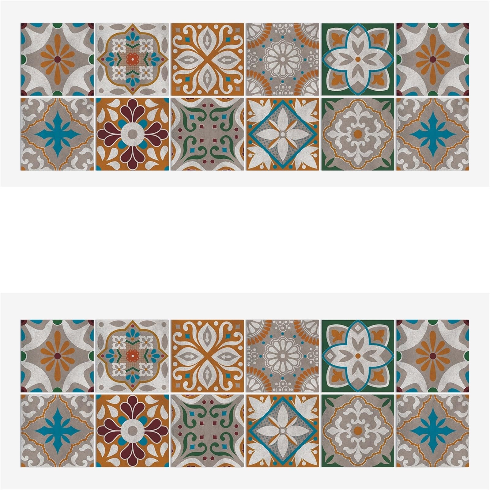 EJvkrbtx Tile Wall Stickers 24pcs Self-Adhesive Removable Multicolor 10-20cm Kitchen Bath(Color 27,15x15cmx24PCS)
