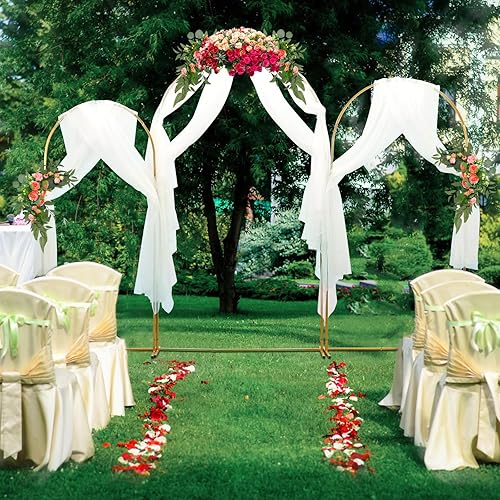 Miniatura 7 de Juego de 3 soportes de arco de metal, soporte de arco de boda dorado de 7.2 pies para ceremonia, marco de arco de globos de metal, cenador de jardín