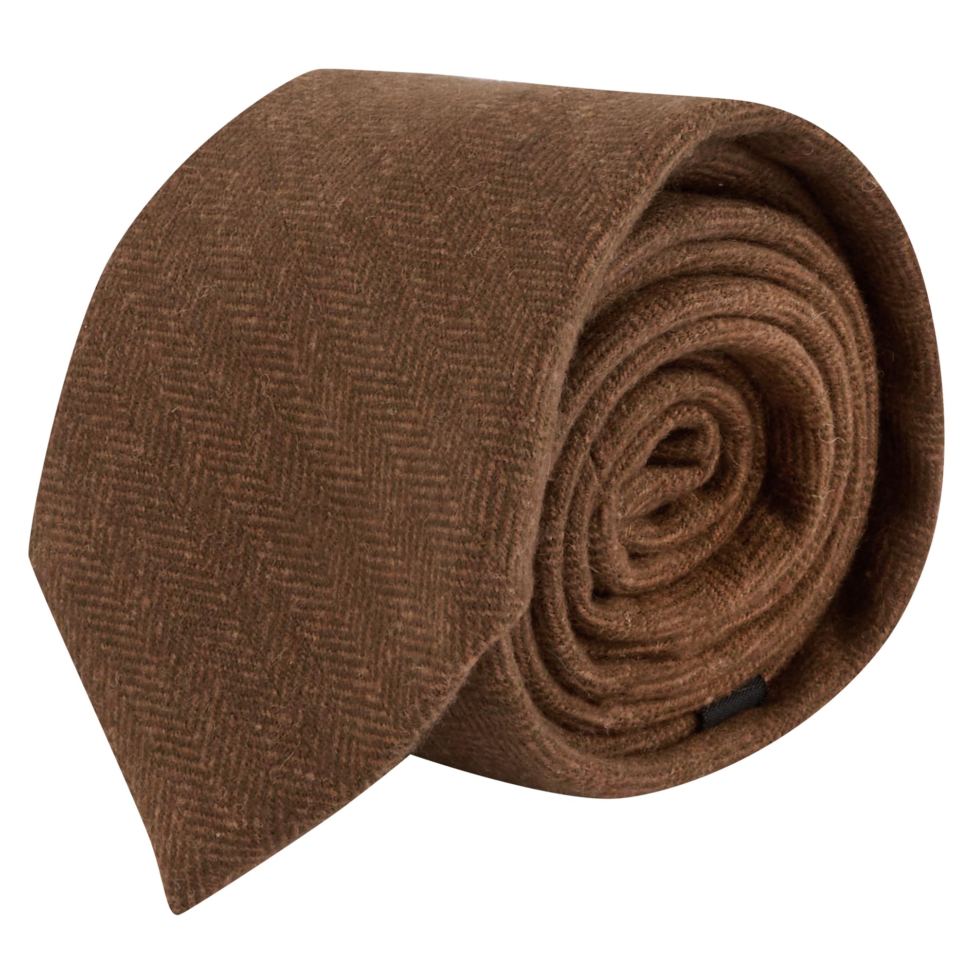 King & Priory Chestnut Brown Herringbone Wool Tie, Mens Necktie