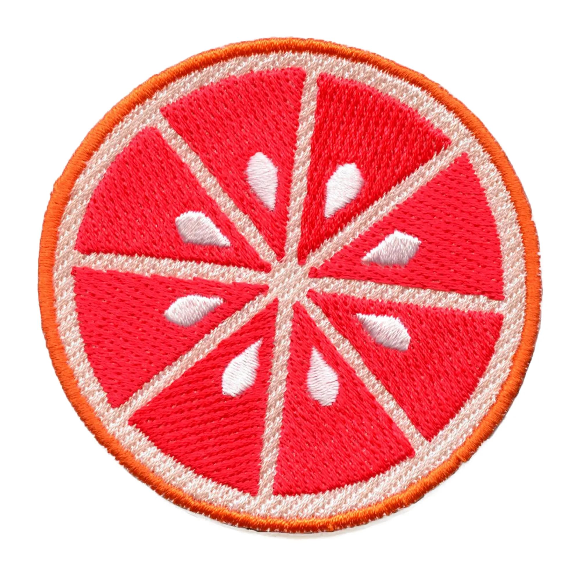 Grapefruit Slice Round Patch Fresh Cut Citrus Embroidered Iron On