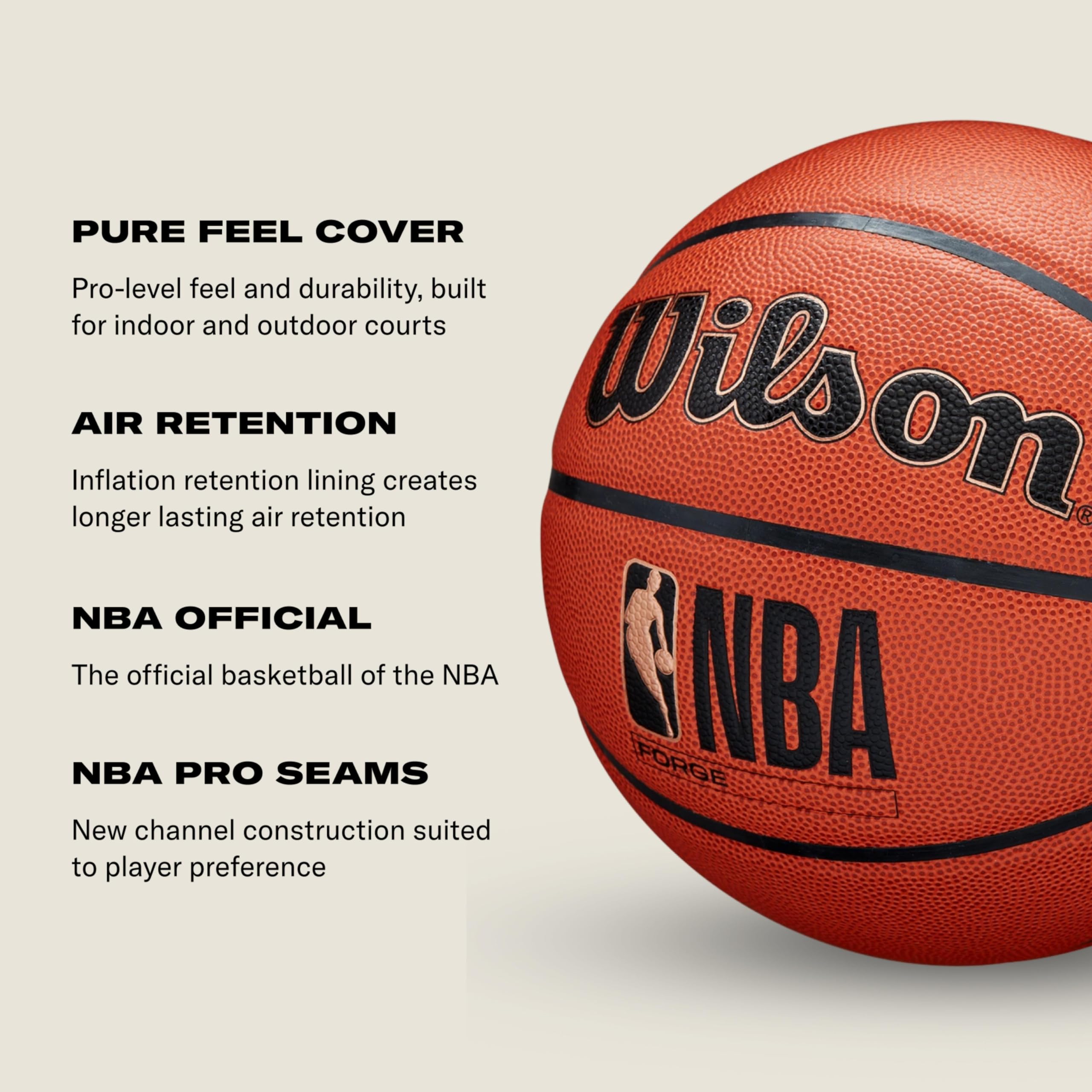 WILSON NBA Forge Indoor/Outdoor Basketball - Brown, Size 7-29.5"