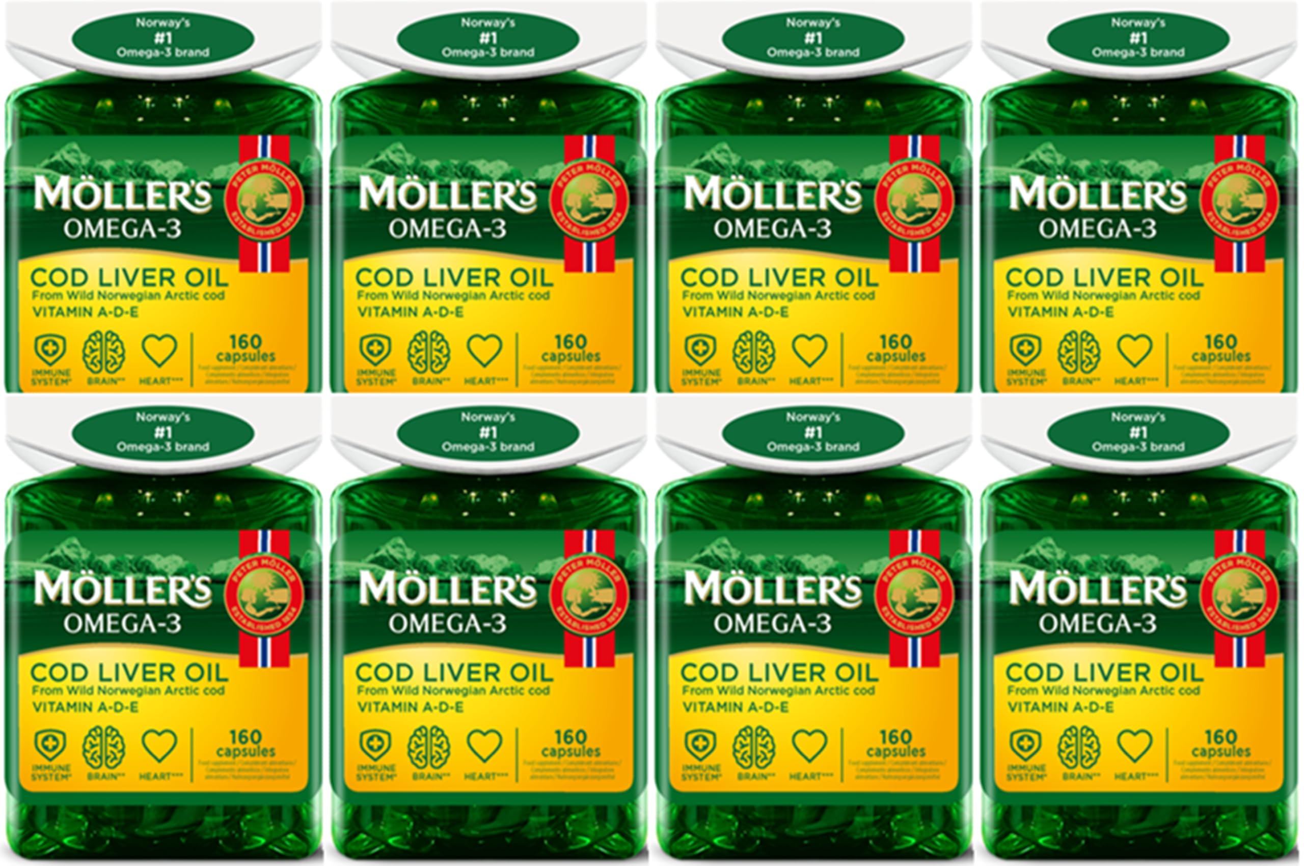 Moller’s ® | Lebertran Kapseln | Omega-3-Fettsäuren DHA & EPA, Enthält Vitamin A, D & E, Unterstützt Immunsystem, Herzfunktion, Gehirnfunktion & Sehkraft | 1280 Stück