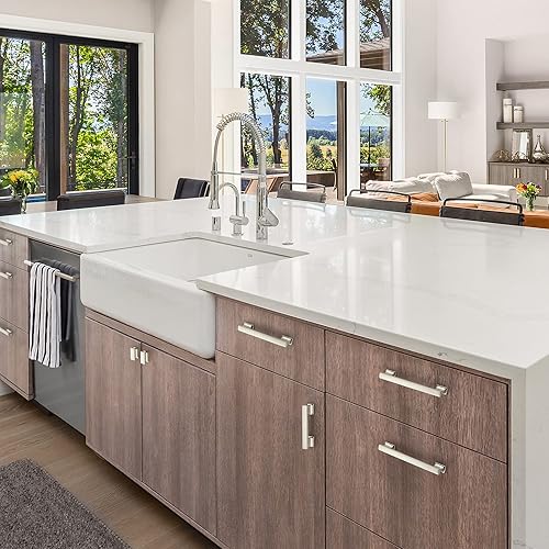 Miniatura 8 de Ravinte Hardware Paquete de 10 tiradores de gabinete, centro de agujero de 5 pulgadas (5.039 in), manijas de níquel cepillado satinado para cajones