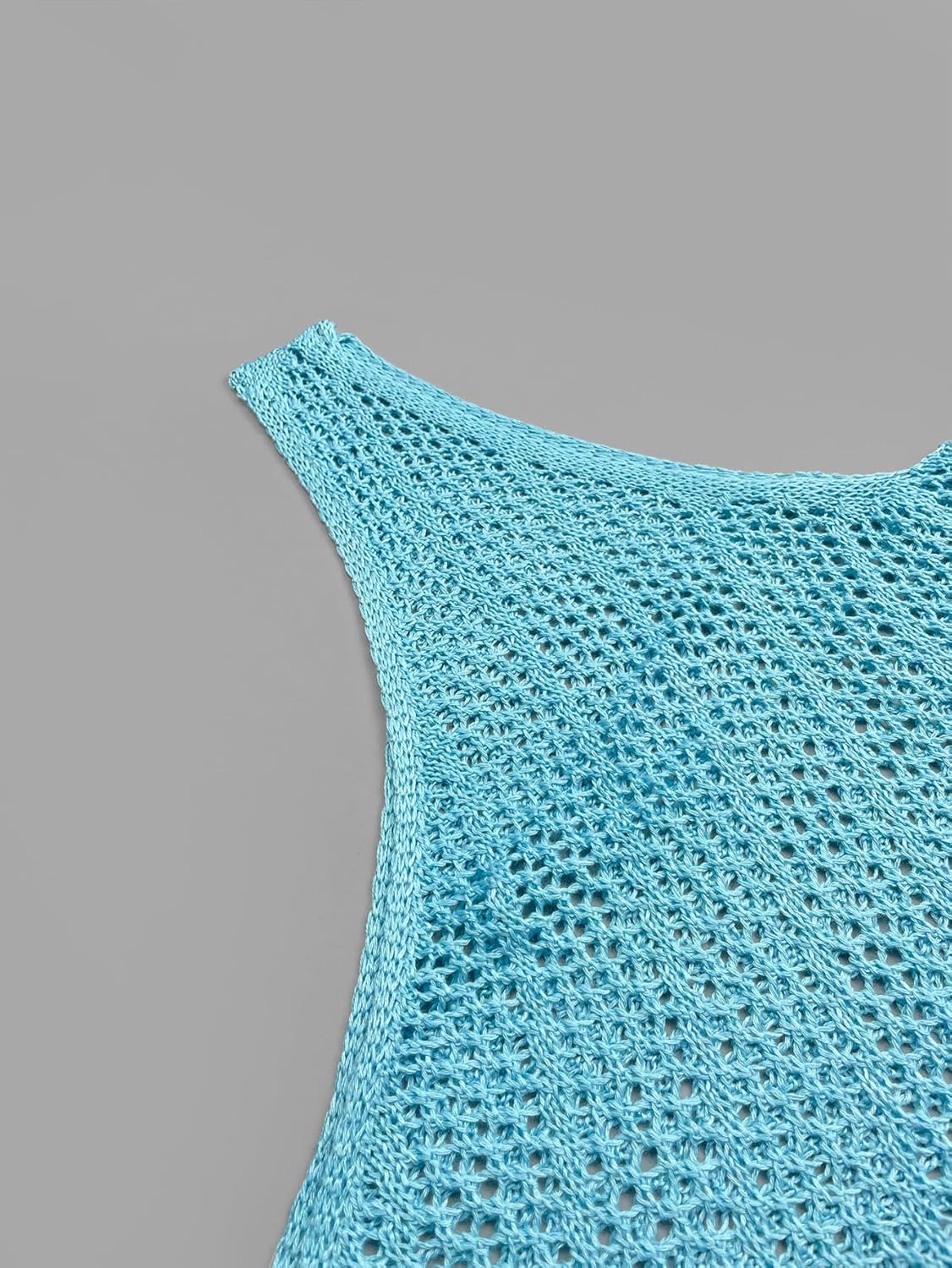 Womens Crochet Striped Knit Swimsuit Coverup Midi Dress Summer 2025 One Shoulder Slit Beach Bathing Suit Cover Up - Image 5