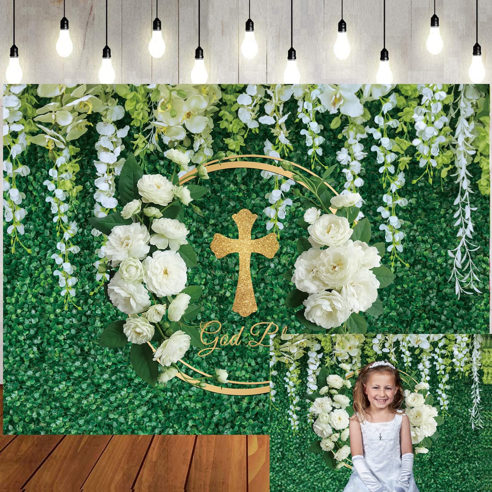 LTLYH 7x5ft God Bless Backdrop Baptism Backdrop Party