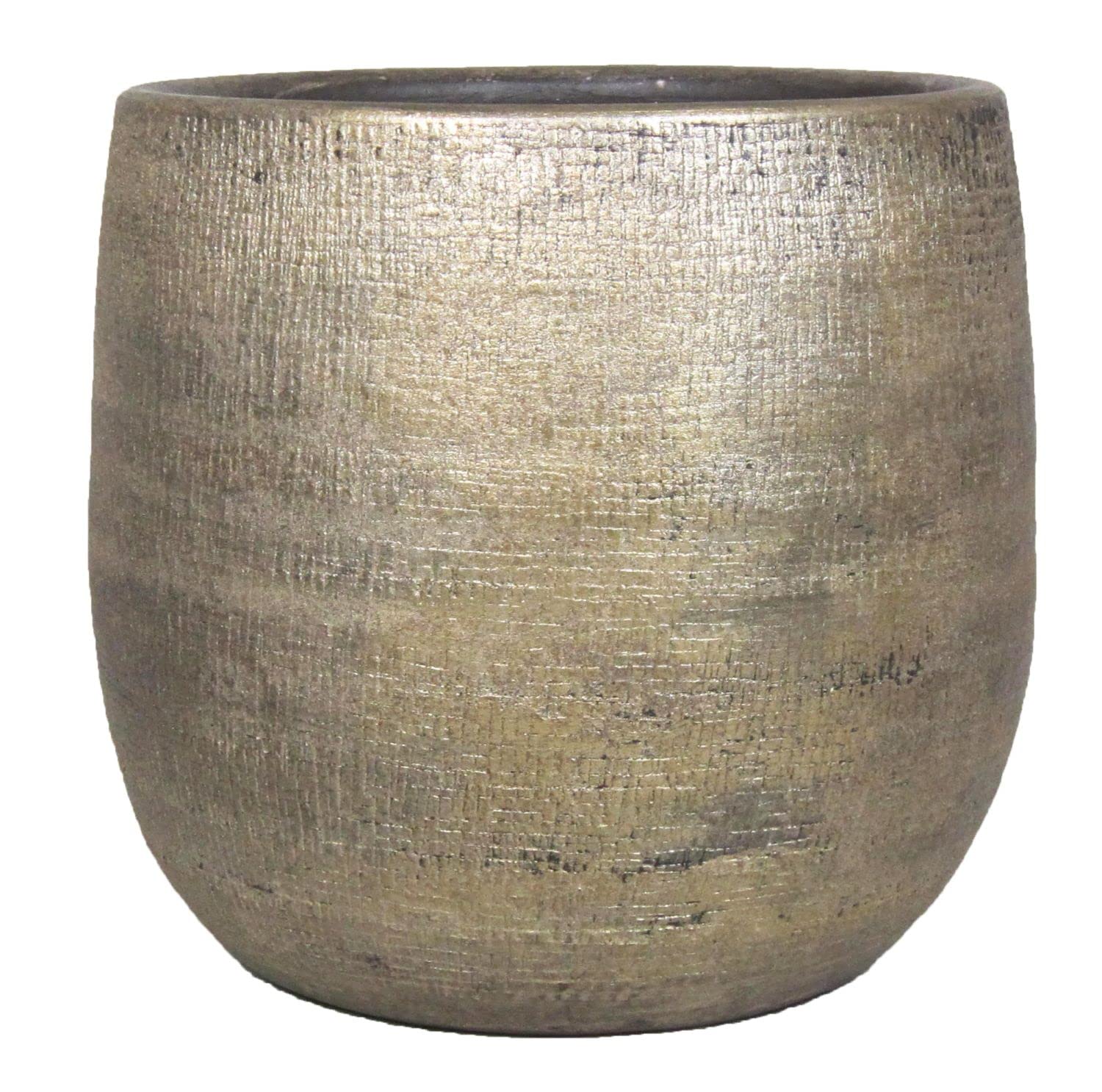 INNA-Glas Vaso, Oro, 27 cm, Ø 28 cm | in Ceramica con Grano - Vaso da Fiori