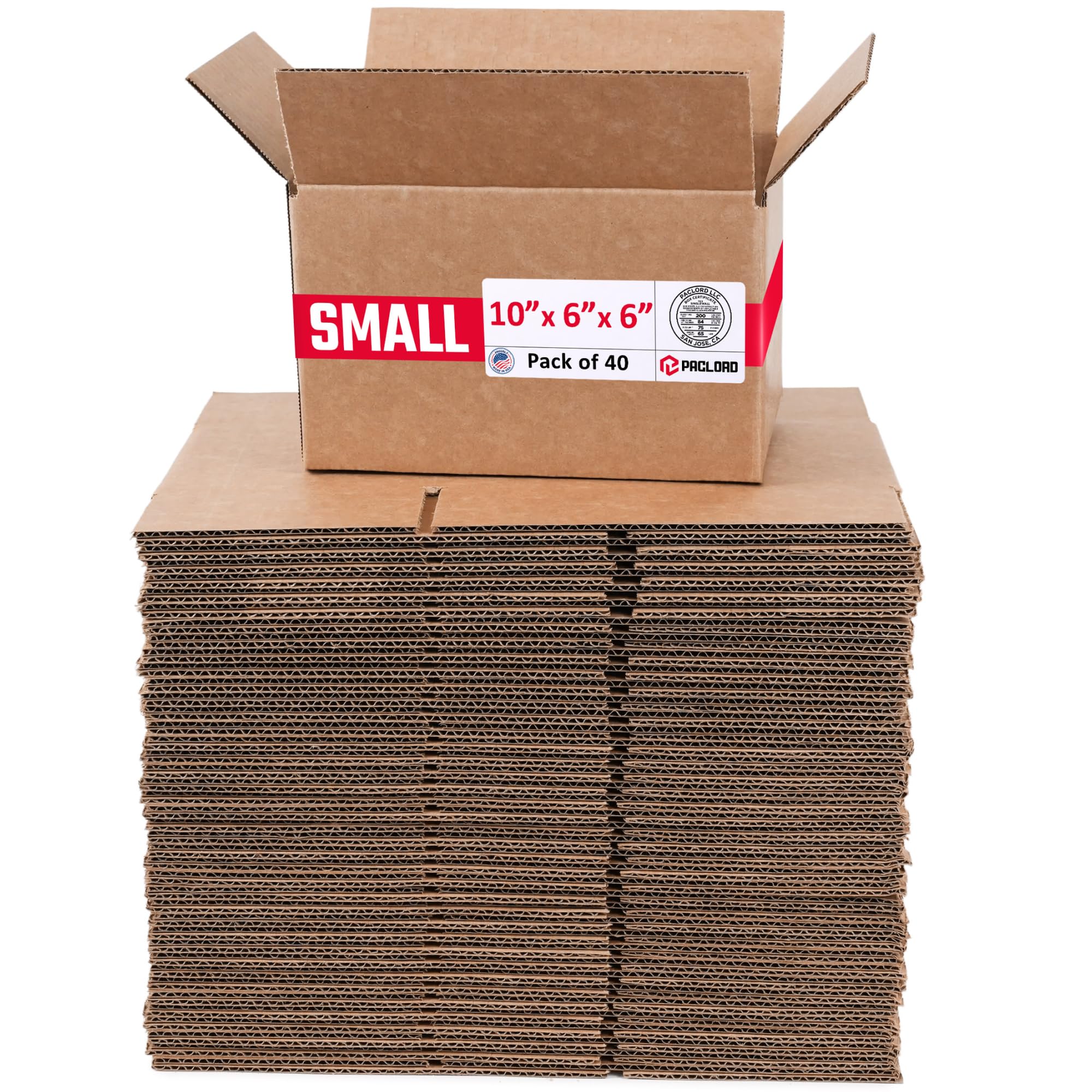 Small Cardboard Boxes 10"L x 6"W x 6"H (Pack of 40) - USA-Made Packing Boxes for Moving, Shipping, or Storage - USPS, UPS, FedEx Approved - Professional Packing Supplies for Moving | USA-Made Packing Boxes for Moving, Shipping, or Storage - USPS, UPS, FedEx Approved - Professional Packing Supplies