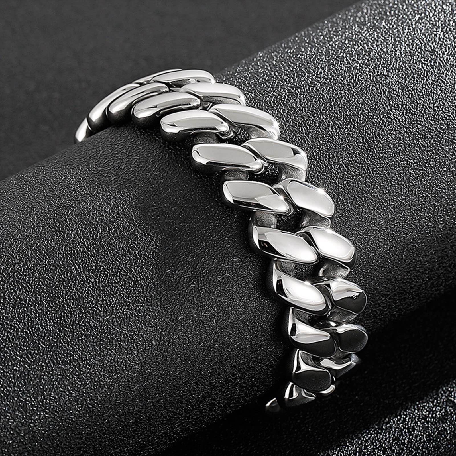 Herren Gliederarmbänder für Herren in Edelstahl, Panzerkette Personalisiertes Armband Eco-Verpackung Kleine Geschenke für Männer, 22cm Länge, 20mm Breite, Silber