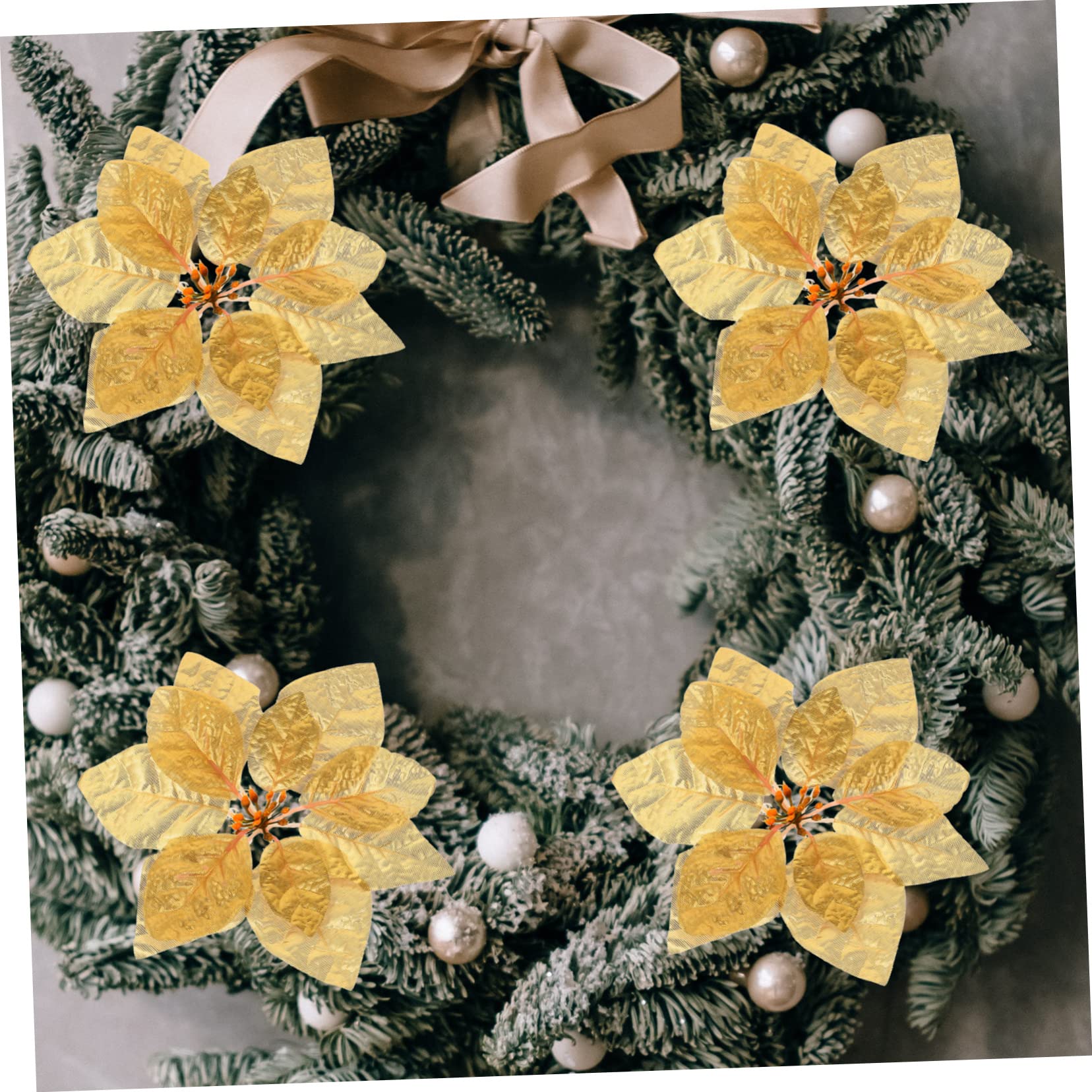 ifundom 84piezas Flores Artificiales De Poinsettia Falsas para Decoraciones Navideñas para Árboles Guirnaldas y Fiestas De Navidad