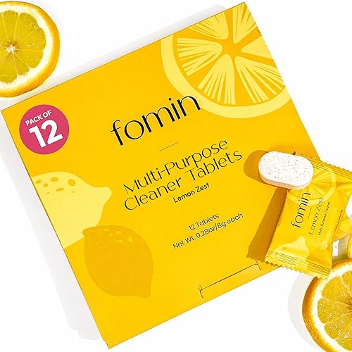 FOMIN Tabletas de repuesto de limpiador multisuperficie (paquete de 12) – Lemon Zest – Tabletas de repuesto de limpiador multiusos, limpiador de
