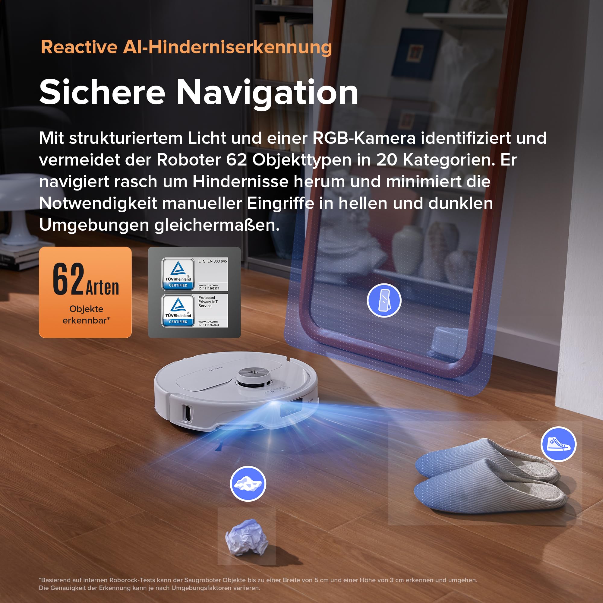 roborock Qrevo Master Saugroboter mit Wischfunktion&Hebarem Wischmopp, Saugkraft von 10.000 Pa, intelligenten Sprachassistenten, App-Steuerung (Weiß) (Generalüberholt)