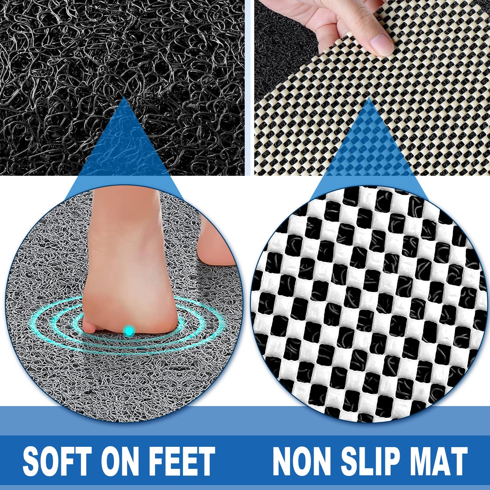 Alfombrillas de ducha antideslizantes para ancianos, 24 x 47 pulgadas, tapete de ducha antideslizante de lufa para ducha, tapete antideslizante para baño/ducha para ancianos, color negro