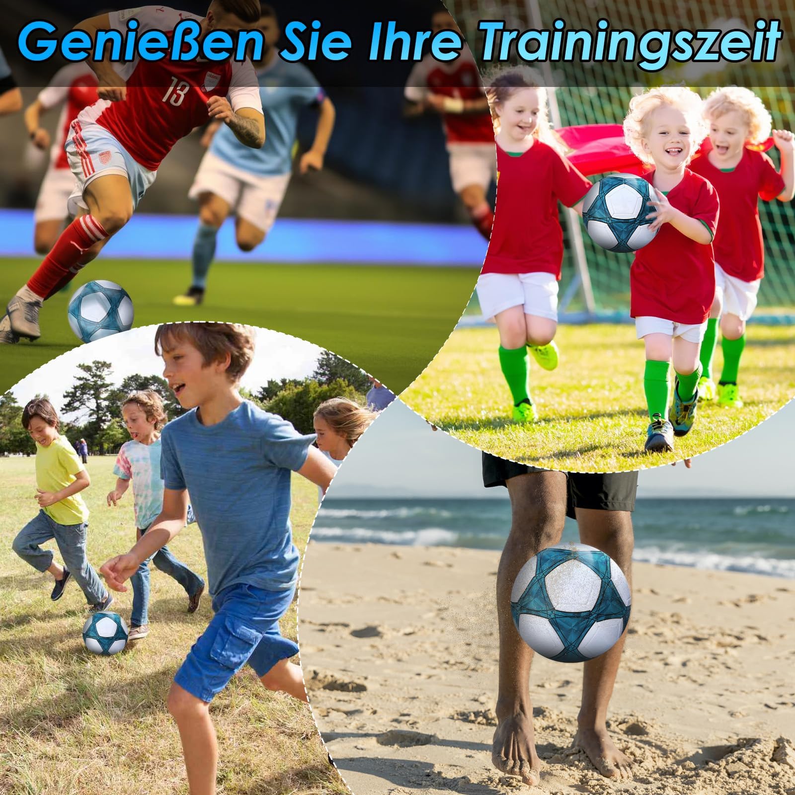 Piłka nożna, profesjonalna piłka nożna, rozmiar 5, oficjalny konkurs na zewnątrz, piłka nożna, sport, trening, piłka nożna, unisex, piłka nożna dla dzieci i dorosłych (biało-niebieskie)