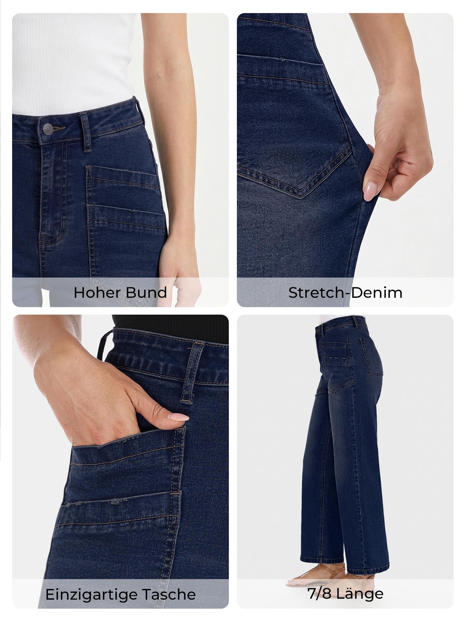 StylSense Baggy Jeans Damen High Waist Weites Bein Stretch Y2K Hosen Damen Wide Leg 7/8 Jeanshose Gerades Bein