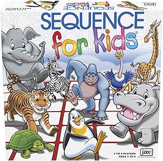 SEQUENCE for Kids -- The 'No Reading Required' Strategy Game by Jax, Multi Color, 11 inches (2-4 players)