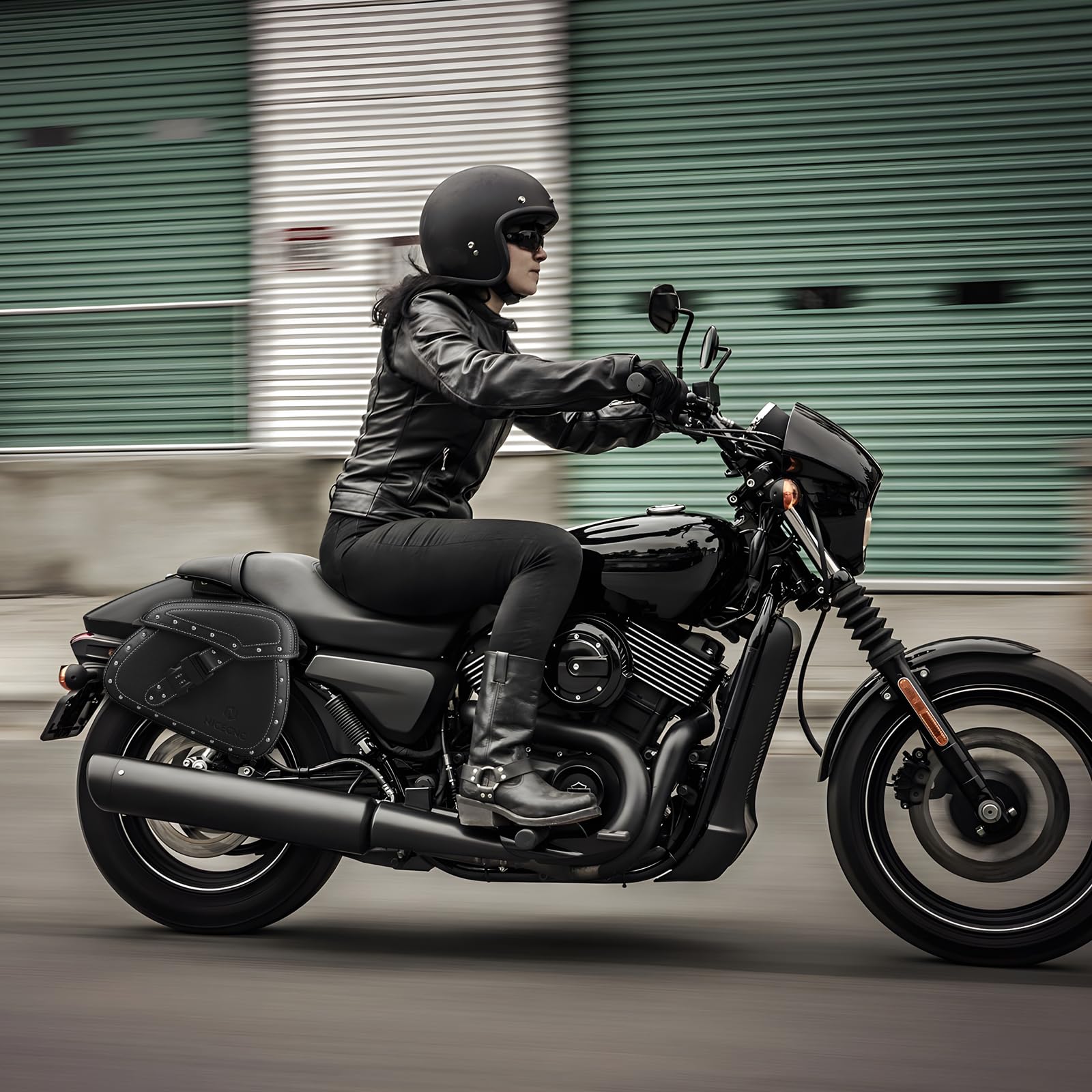 NICECNC 22L Alforjas de Motocicleta de Cuero PU, Bolsas Laterales con Portavasos y Bloqueo, Compatibles con Sportster Softail Dyna Shadow Road King Universal, 2PCS