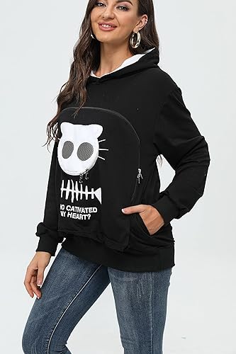 Miniatura 9 de BOMBAXCEIBA Bolsa de forro polar para mascotas y gatos con capucha y bolsillo canguro, Gris