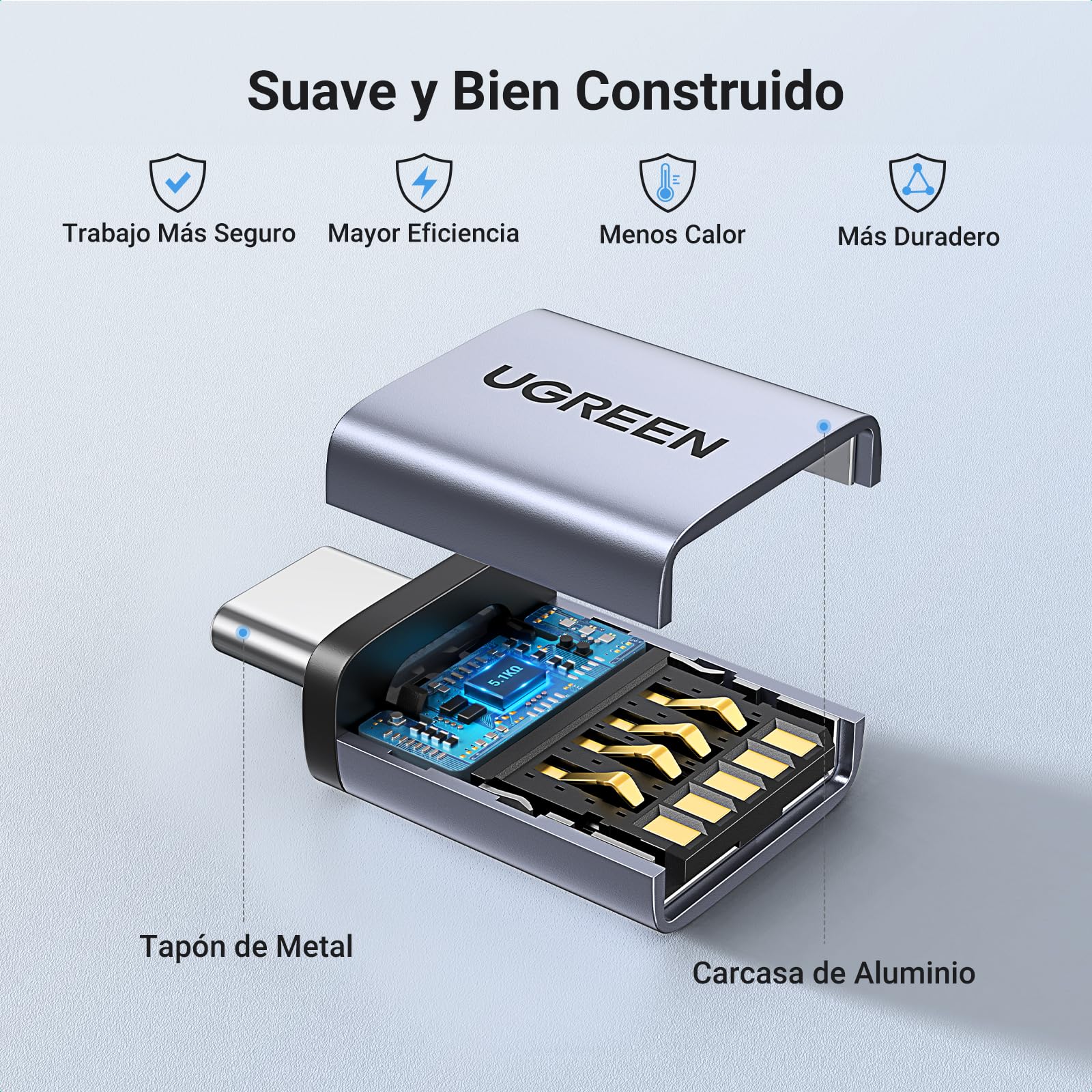 UGREEN Adaptador USB a Tipo C 3.2 10Gbs 2 Piezas Macho a Hembra Conversor USB C OTG Thunderbolt 3