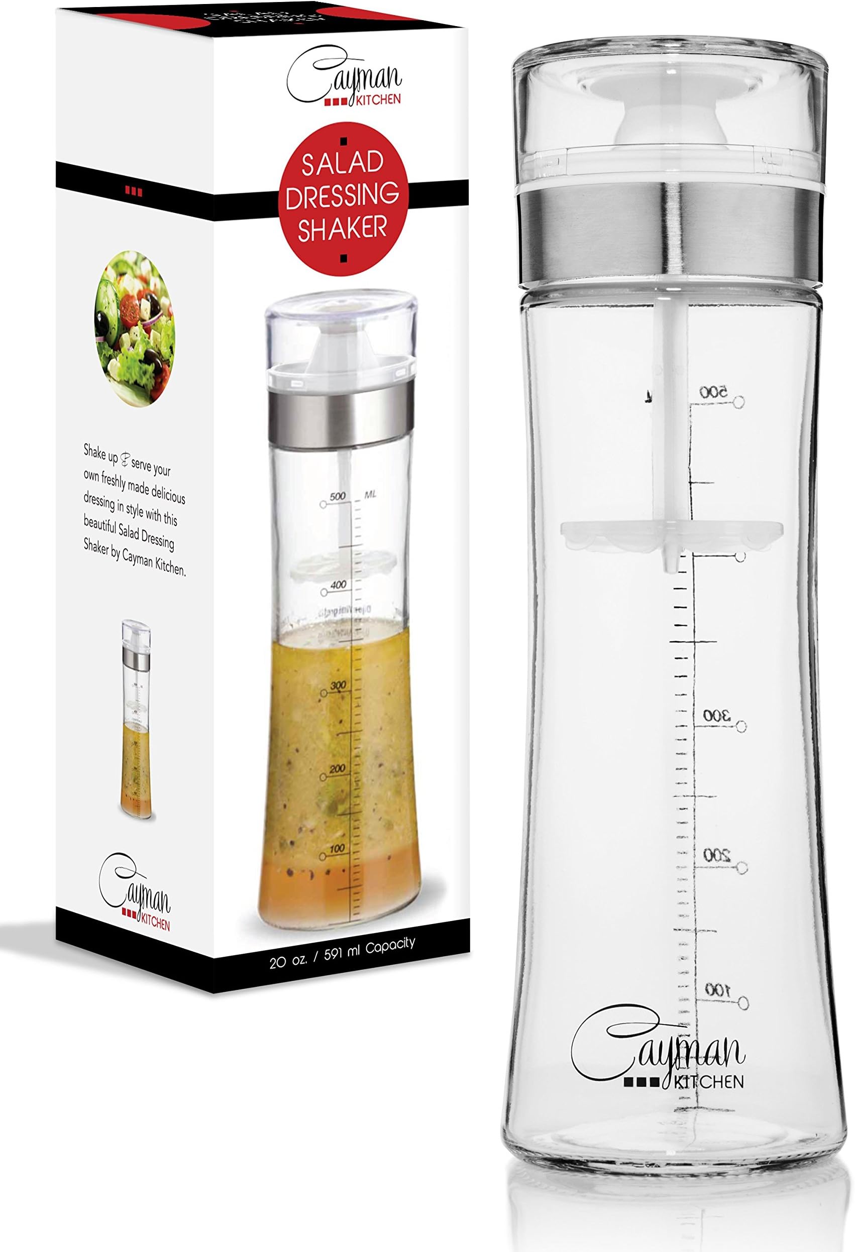 Premium Glass Salad Dressing Shaker