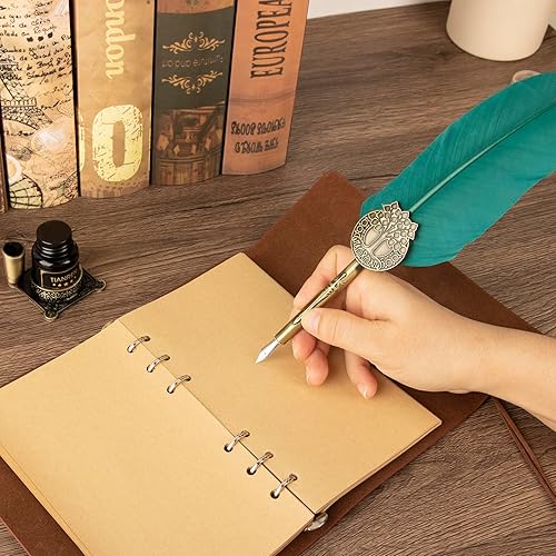 Miniatura 39 de Juego de bolígrafos y tintas, juego de tinta de pluma, bolígrafo de caligrafía antiguo con 4 puntas reemplazables, 2 botellas de tinta, soporte