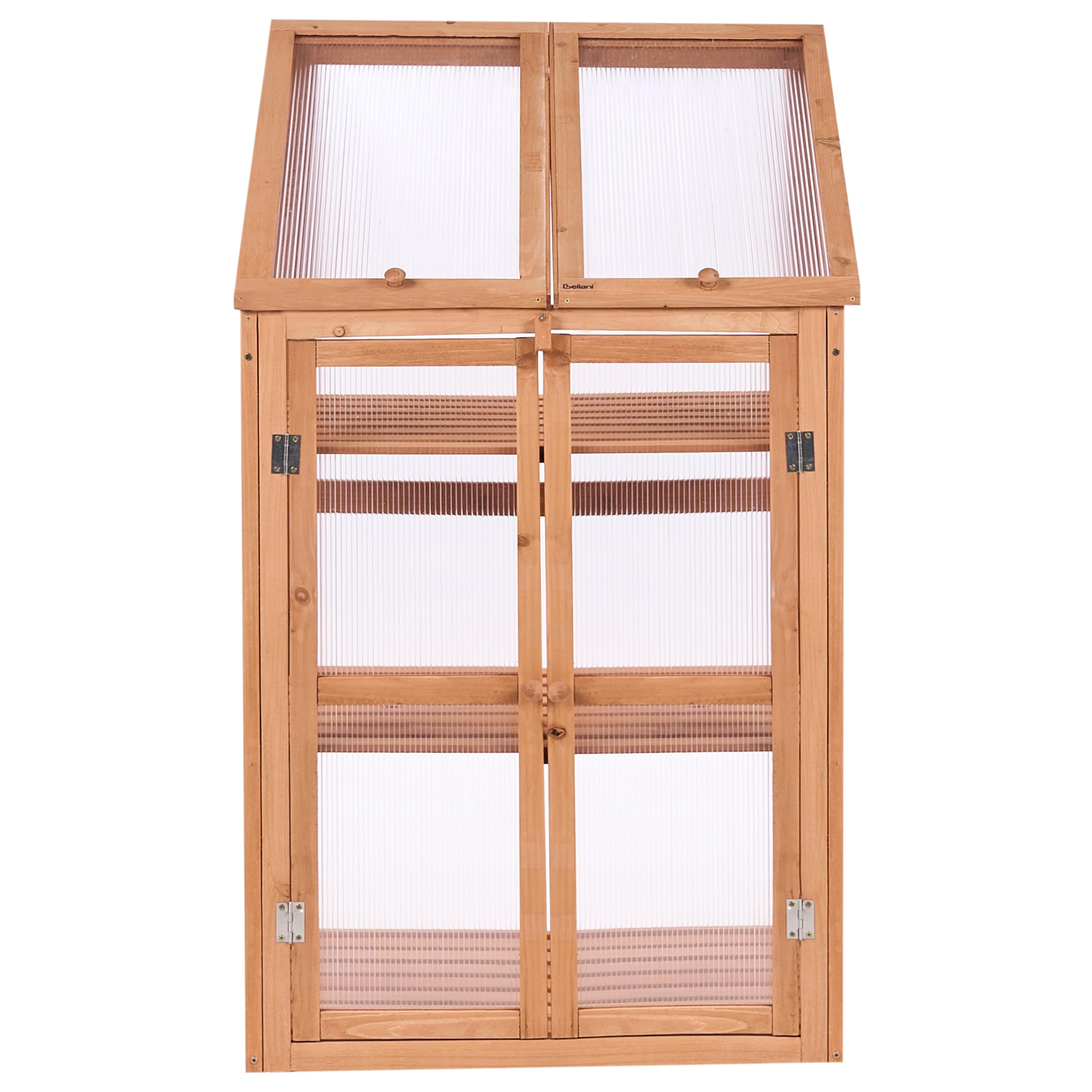 Serre de Balcon en Bois à 3 Niveaux avec Double Porte et Panneau Transparent Meuble de Jardin Marron Clair Volvera