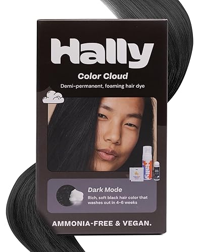 Hally Hair Color Cloud - Tinte para el cabello (modo oscuro), color de cabello de espuma semipermanente para mujeres y hombres, kit de tinte para el