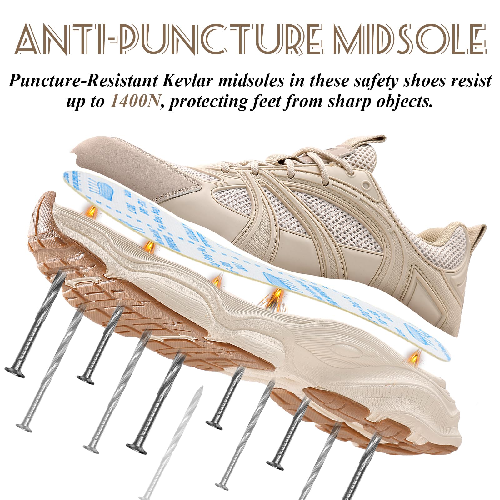 Zapatillas de Seguridad Hombre Mujer Zapatos de Seguridad con Puntera de Acero Ligero Antideslizante Zapatillas Trabajo Transpirable Comodo