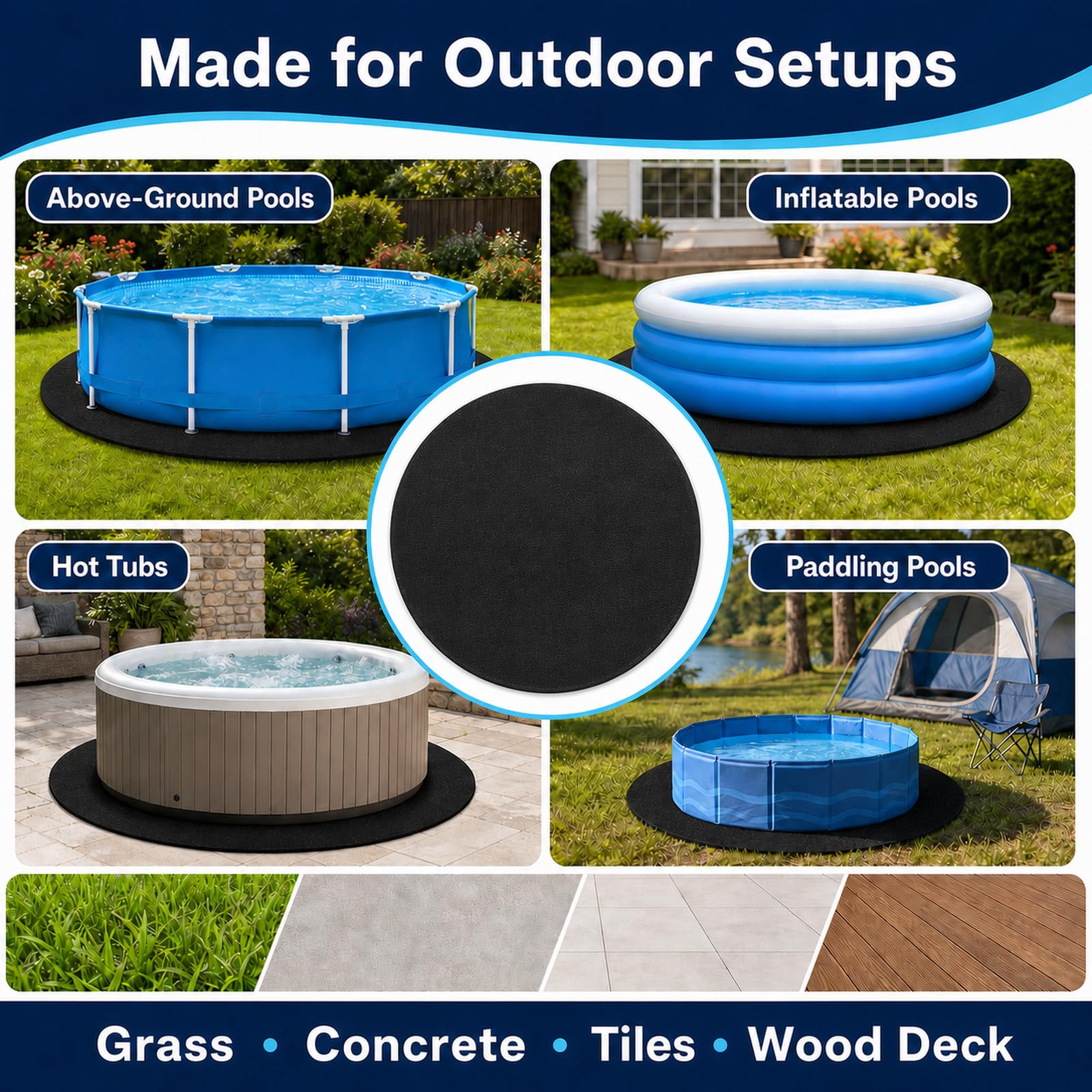 Tapis De Sol Piscine ExtéRieur,Tapis De Sol Et De Protection Pour Piscine