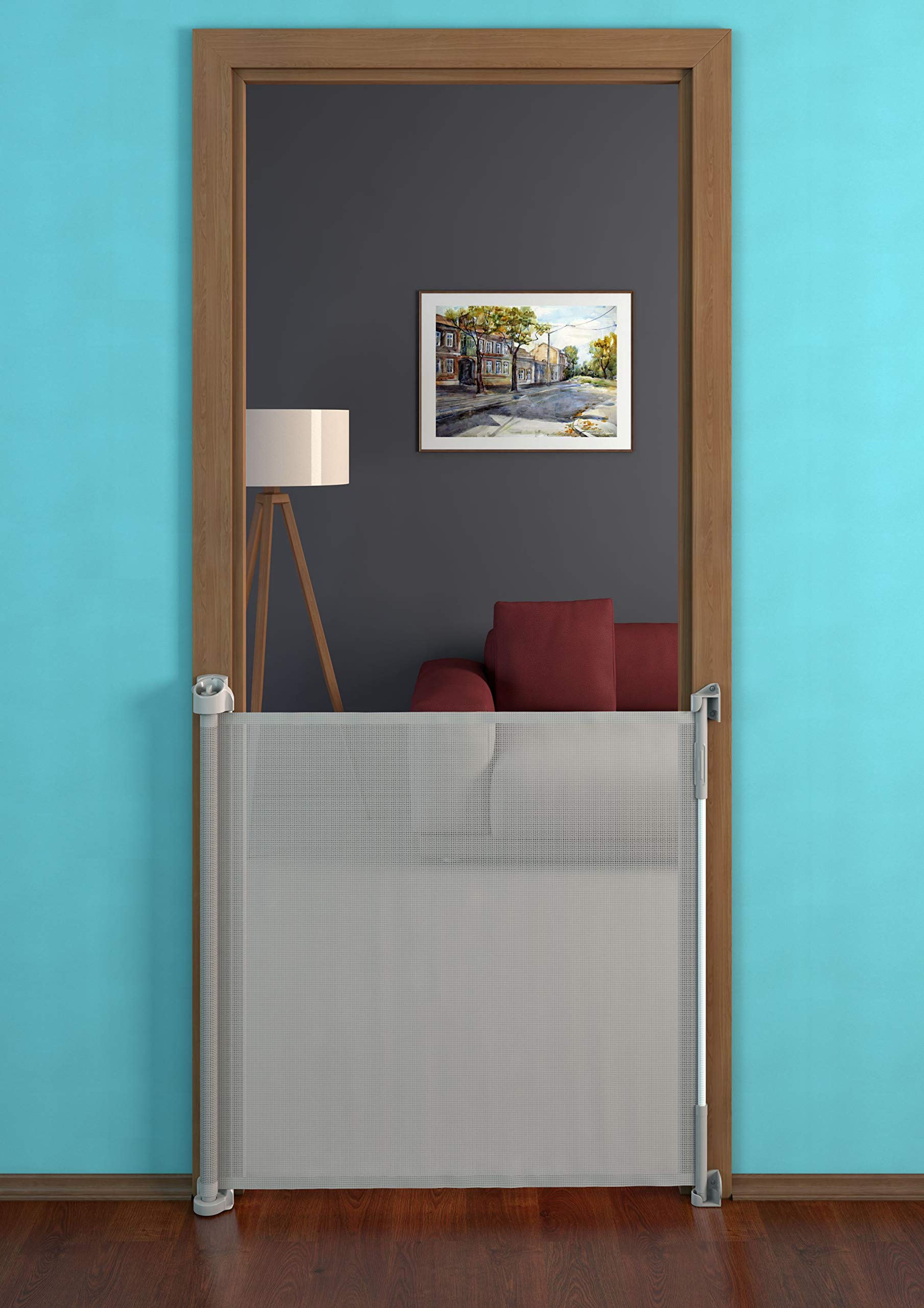 Active Lite Gris – Barrière de sécurité store extensible pour escalier et porte jusqu’à 140 cm de couverture
