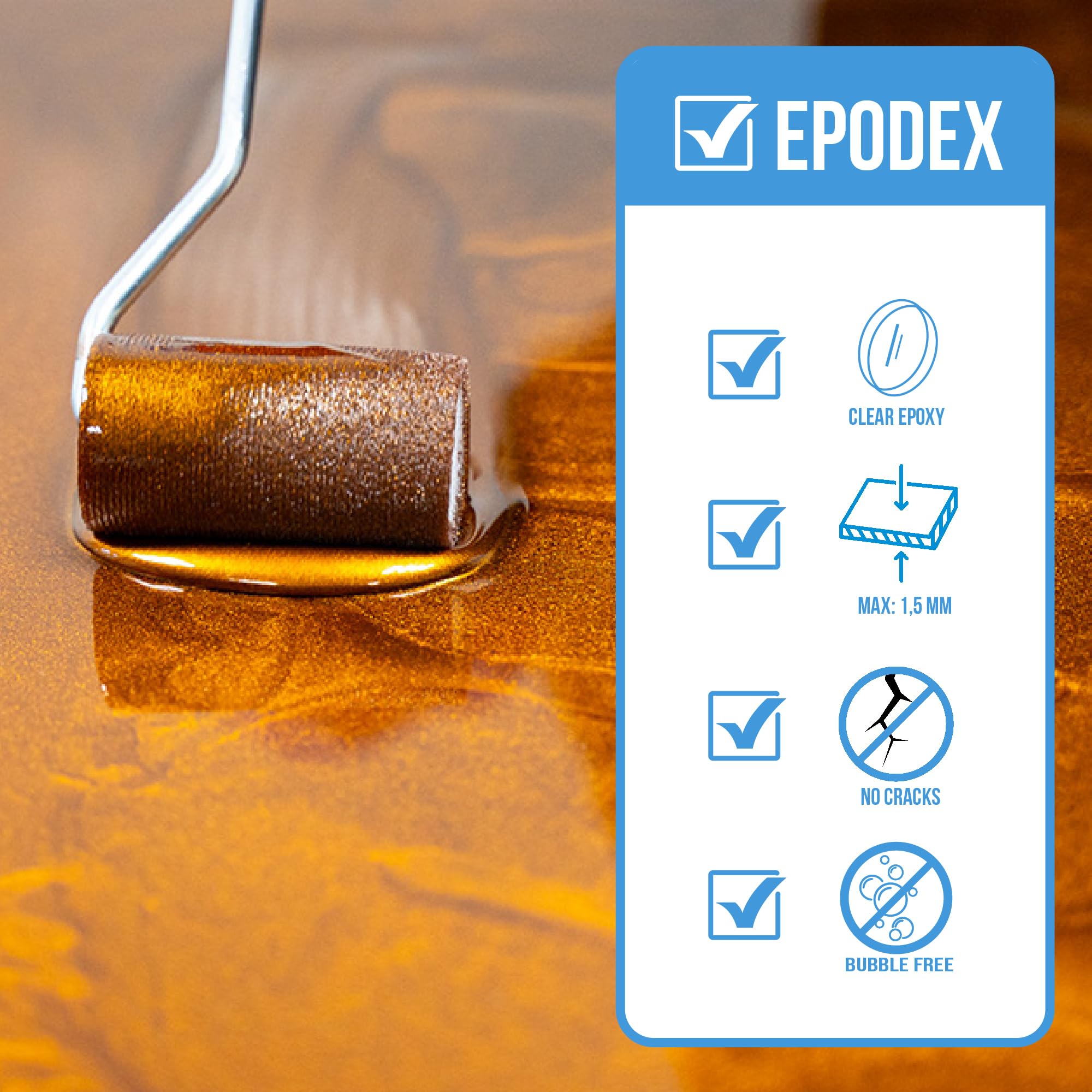 Kit Resina Epoxi para Encimeras EPODEX – Para encimeras y superficies – Apto para hormigón, cemento, madera y más – Epoxy resin