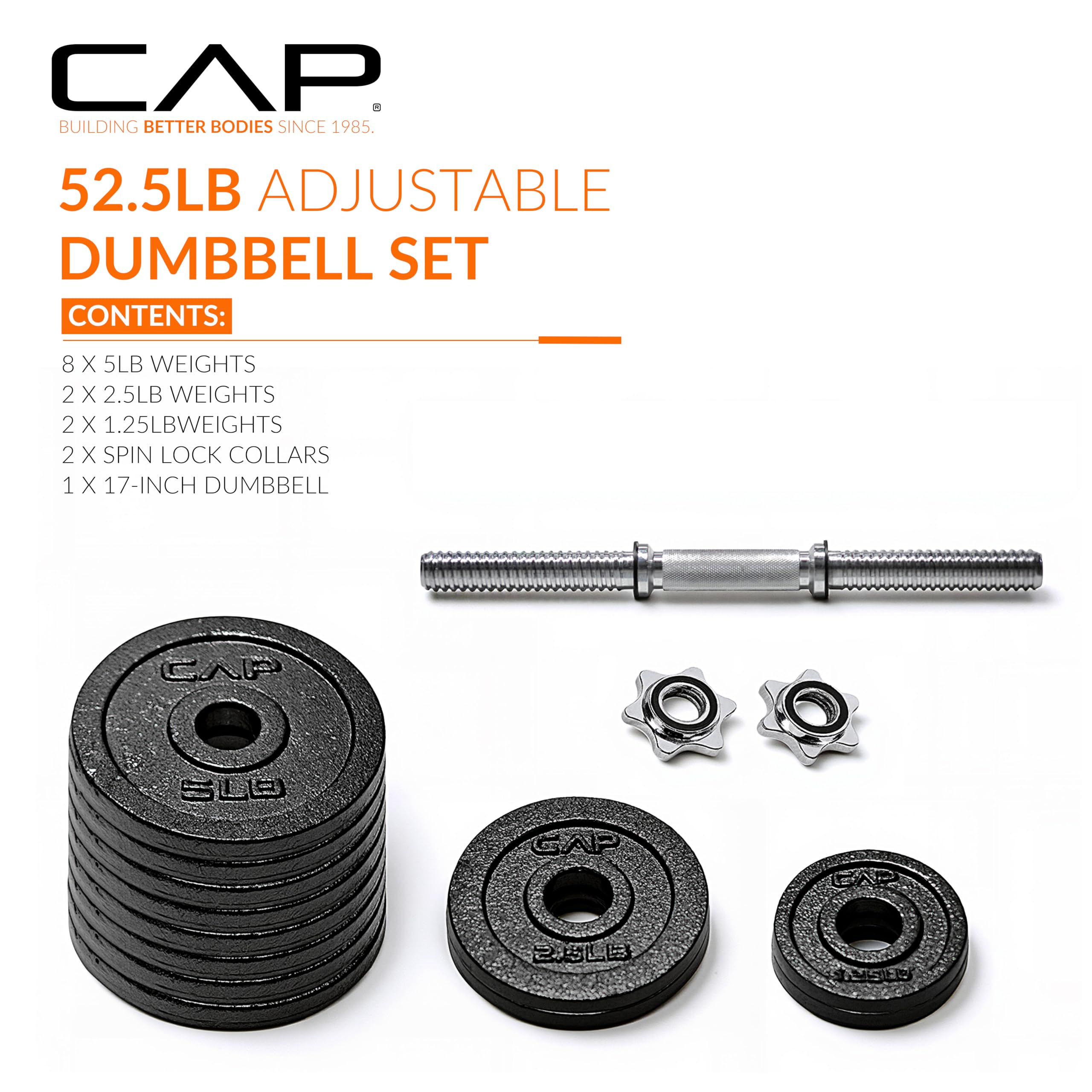CAP Barbell 23,8 kg regulowany zestaw hantli, pojedynczy, czarny