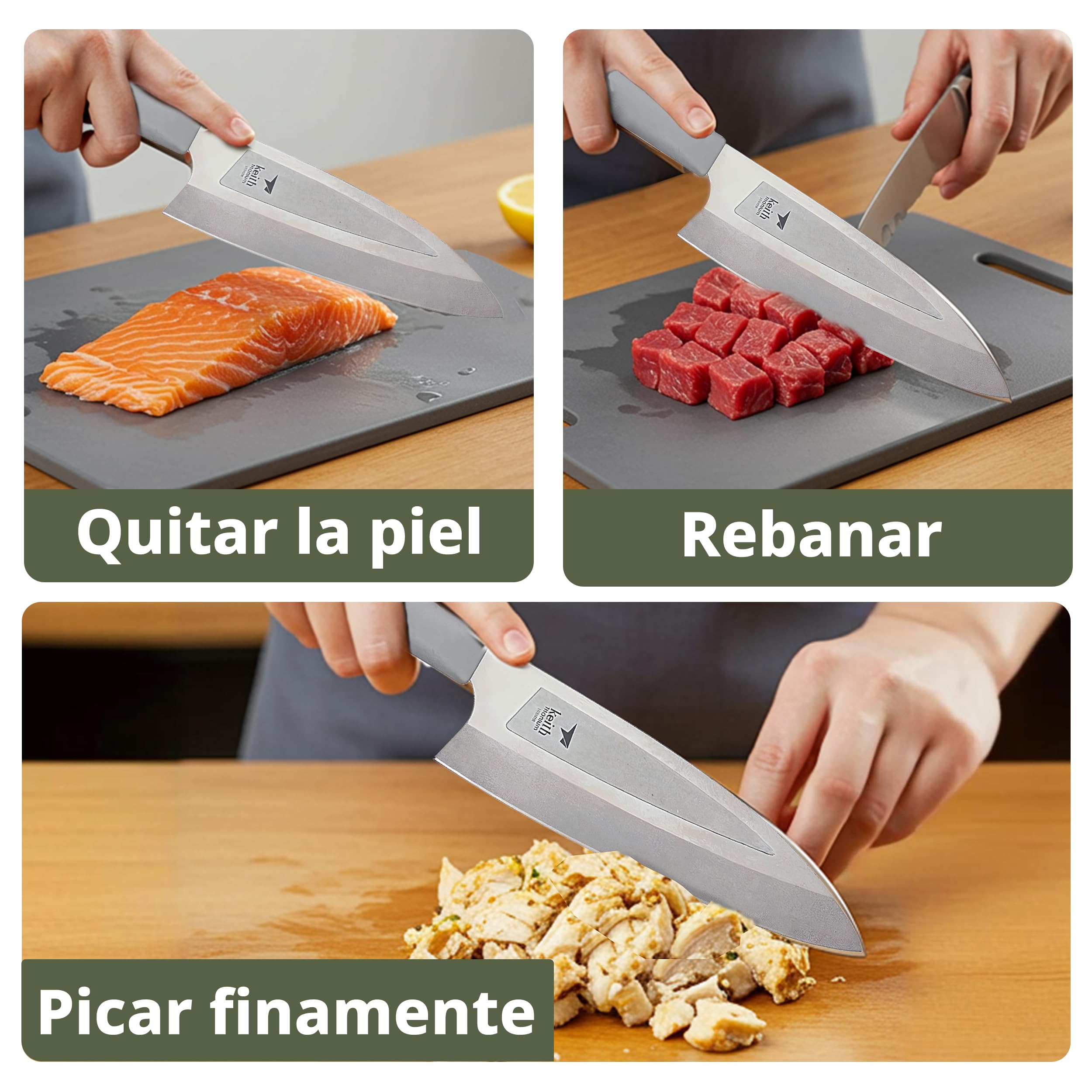 Keith Cuchillo de Cocina de Titanio con Funda, Ti8742 – Cuchillo Multiusos Portátil para Cortes Precisos de Verduras, Frutas y Carne, Resistente, Ideal para Cocina, Senderismo y Camping (28,2x5,1 cm)
