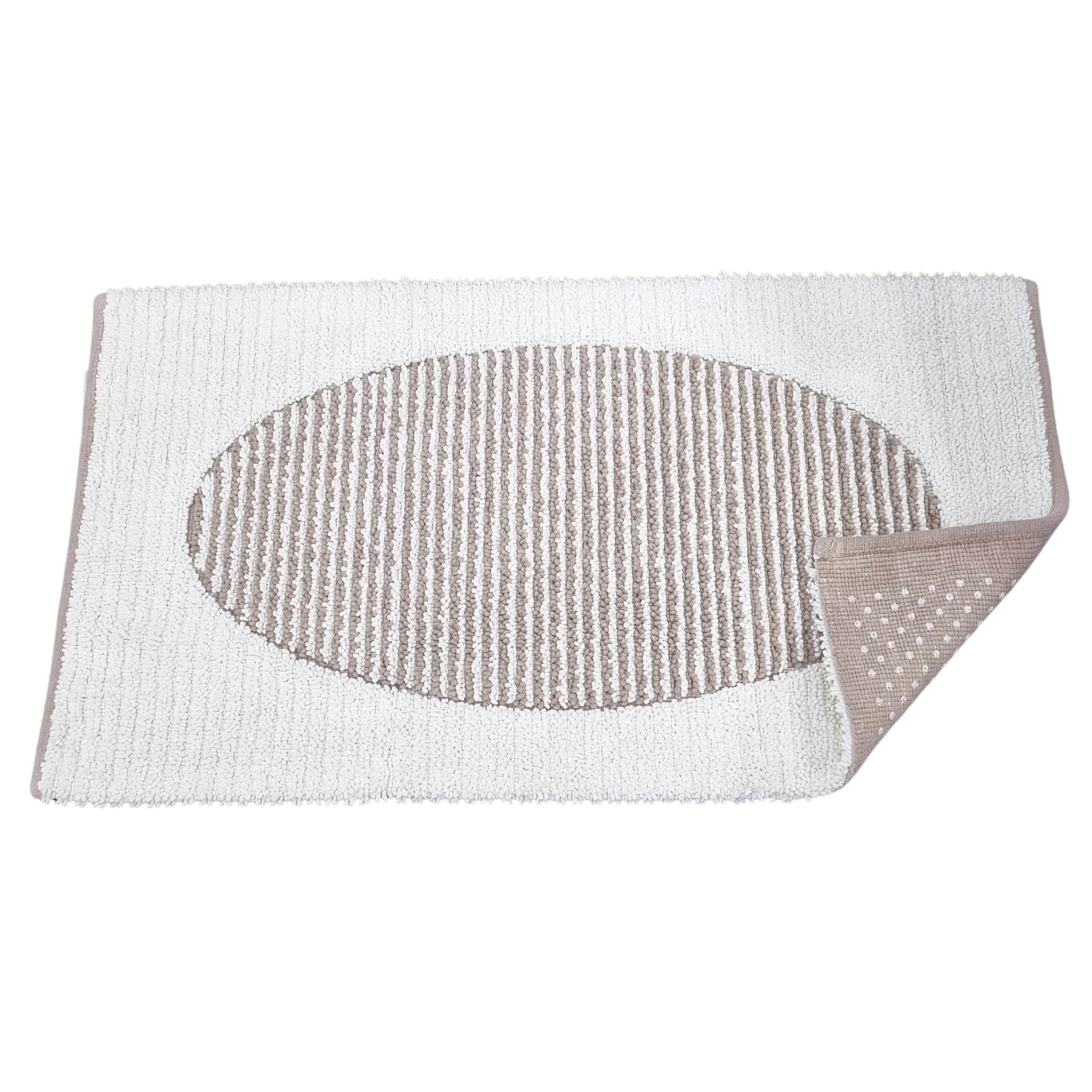PERLARARA Tappeto Bagno Assorbente ed Antiscivolo in Cotone Lavabile in Lavatrice - Lungo 65x130 cm - Beige Noah
