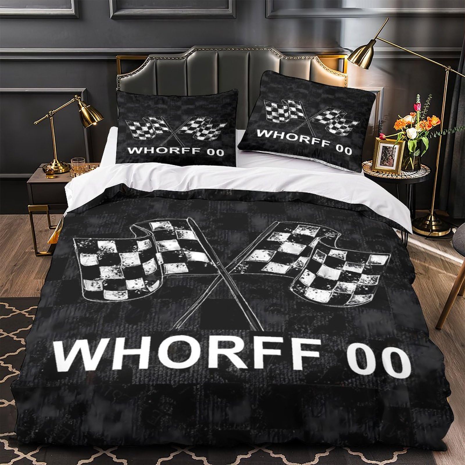 Housse de couette microfibre hypoallergénique lit simple imprimé 3D course