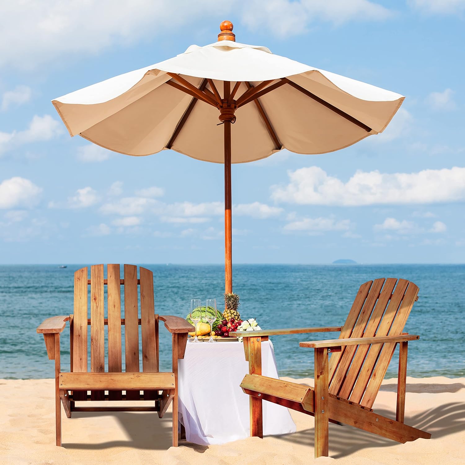 JONATHAN Y PAT1002A Westport Outdoor Patio Traditional Acacia Wood Adirondack Chair for Garden, Lawn, Backyard, Pool, Deck, Beach, Firepit, Light Brown