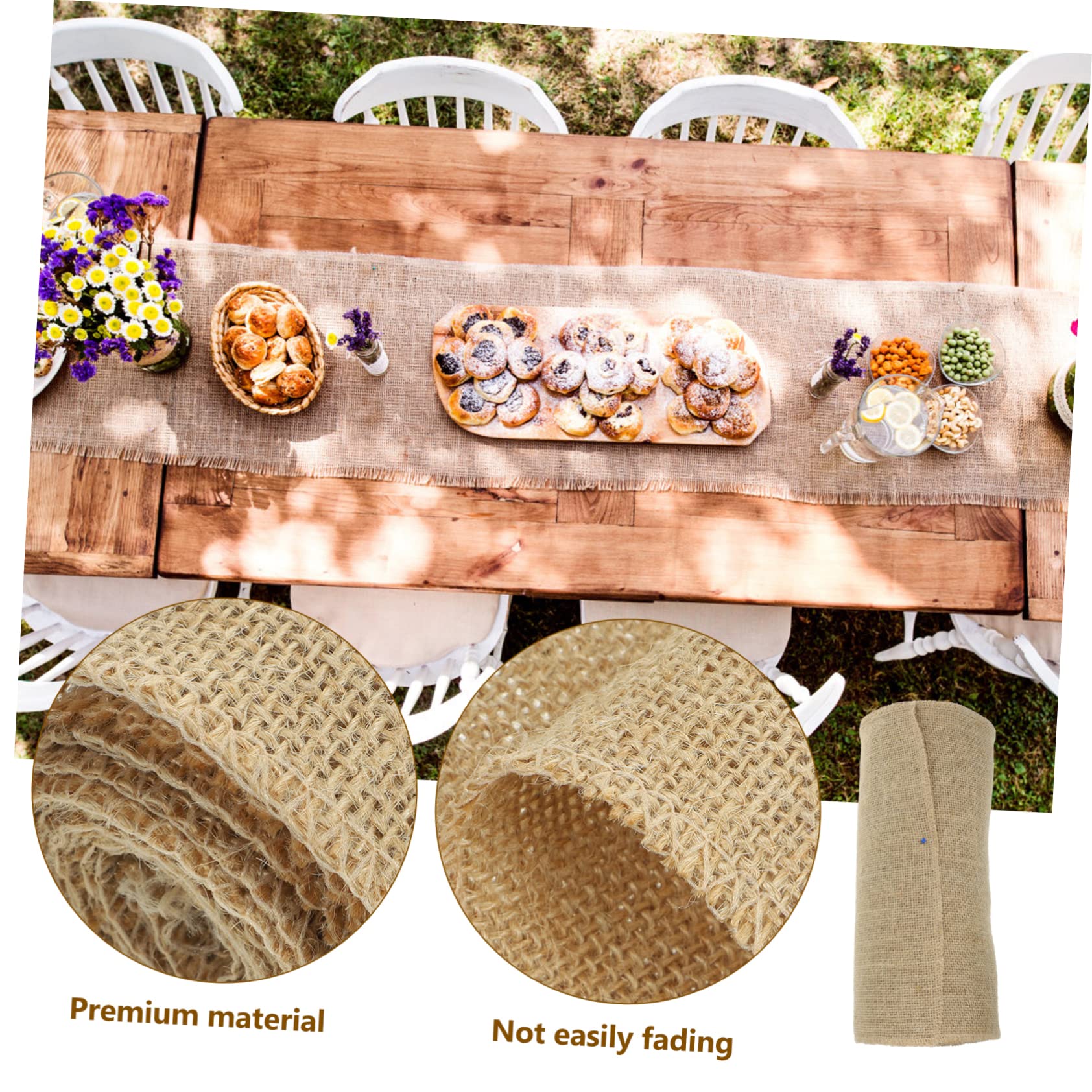 Rouleau de Chemin de Table en Toile de Jute Beige 30cm X 10m